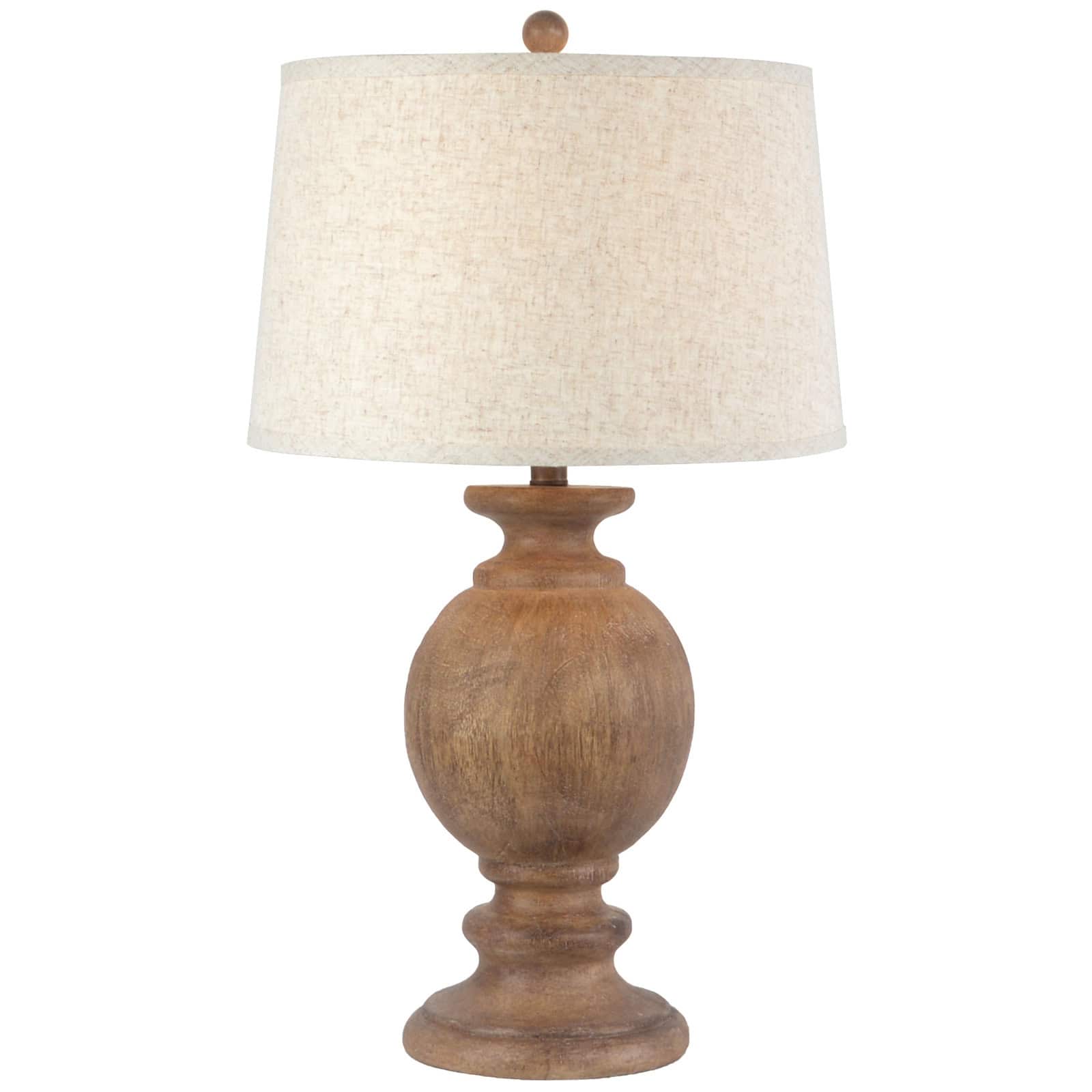 Clarion Table Lamp With Edged Linen Shade – Colour: Brown