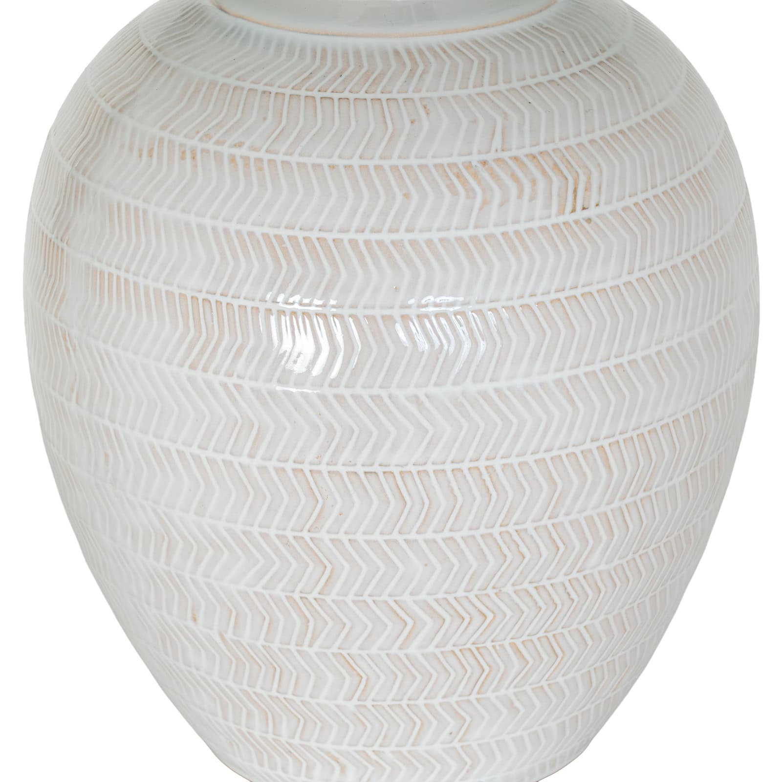Chevronne Ceramic Table Lamp With Linen Shade – Bedroom