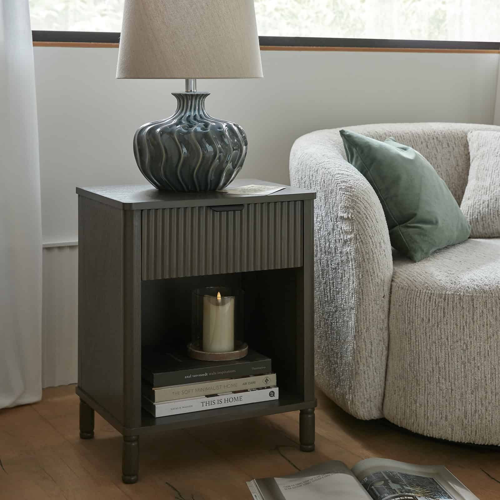 Veyla Ceramic Table Lamp With Linen Shade