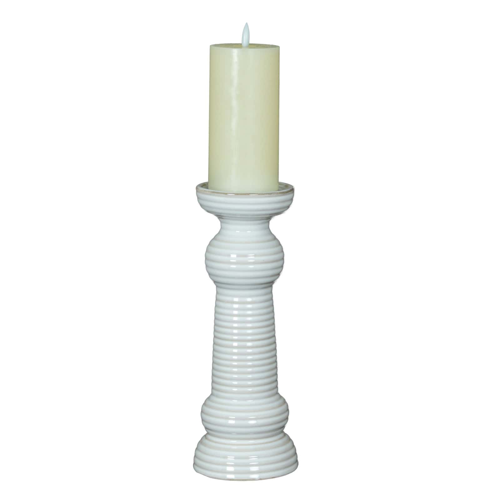 Sile Medium Pillar Candle Holder – Colour: White