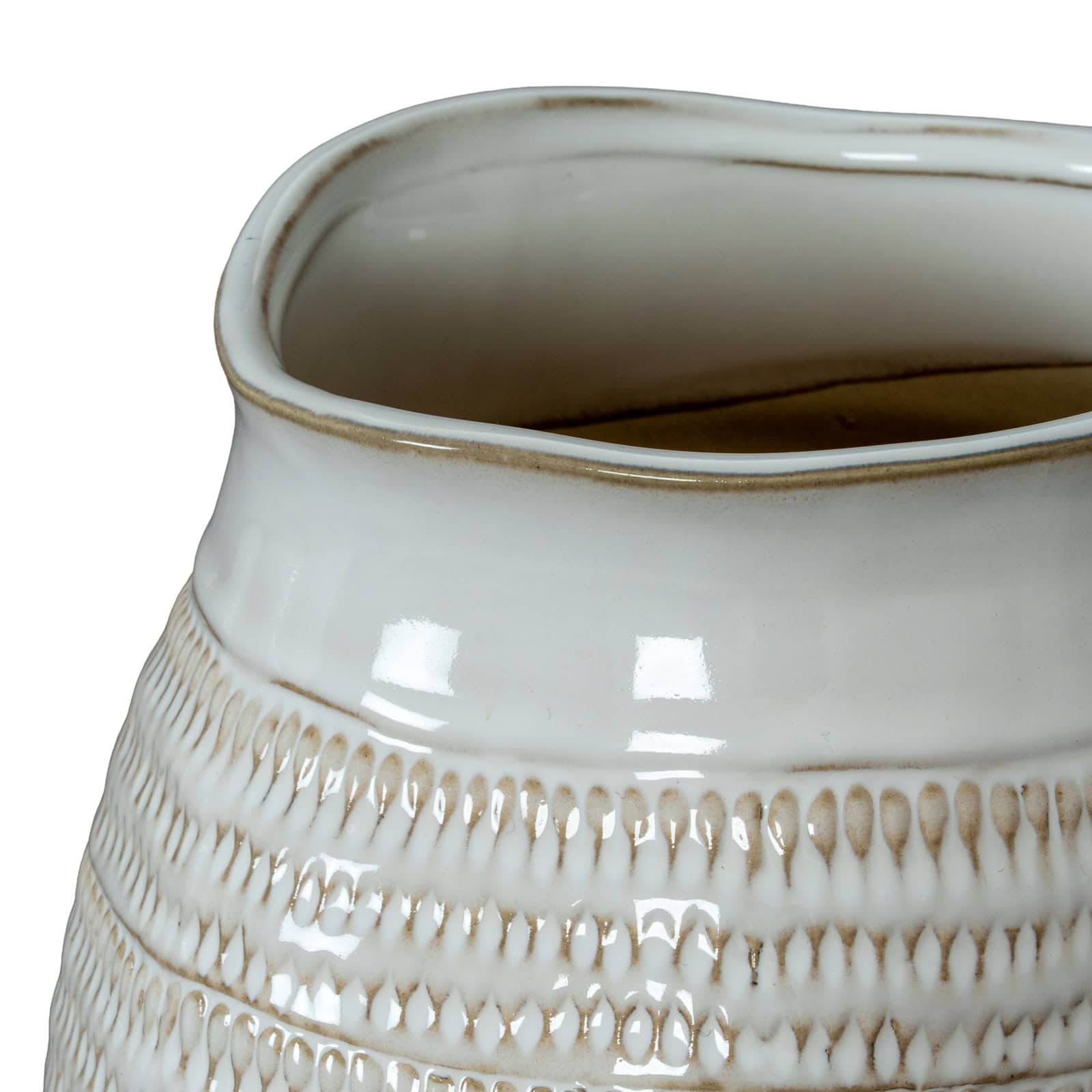 Tava Wide Hewn Vase – Colour: White