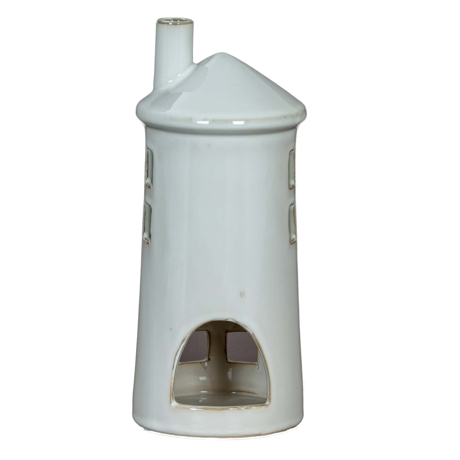 Rhea Large Lighthouse Tealight Holder – Colour: White