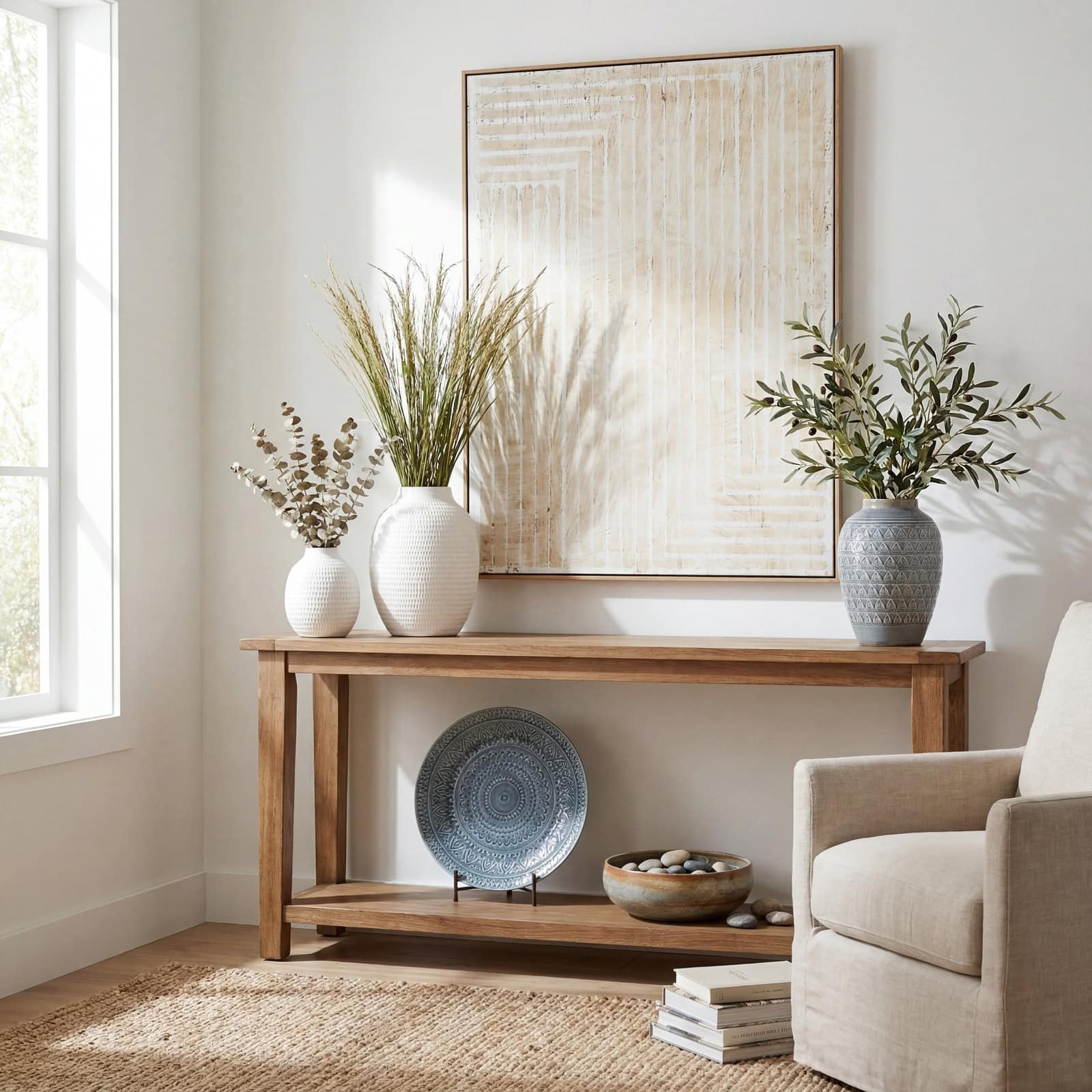 Tellura Hand Painted Canvas In Frame – Material: Wood
