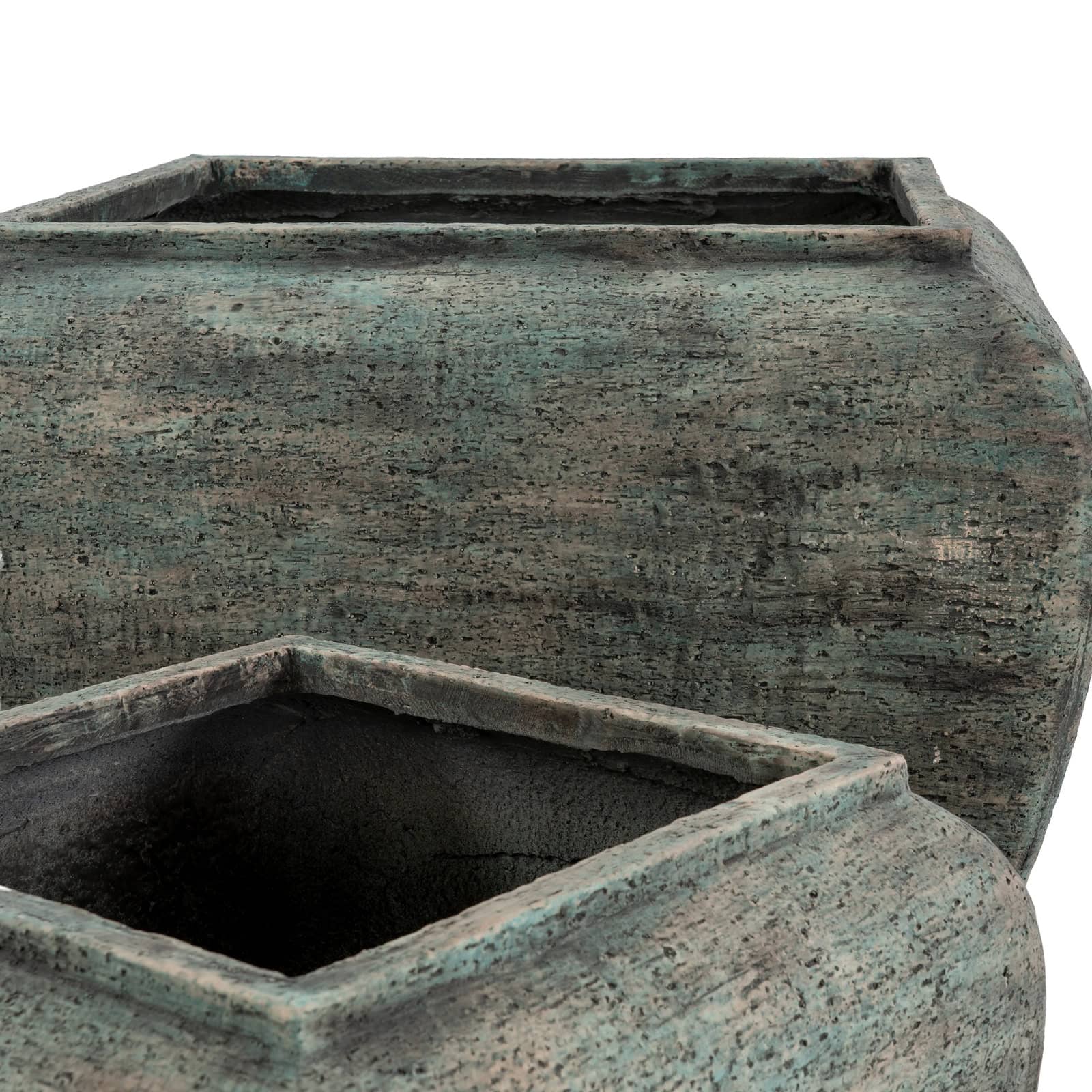 Verdan Square Drum Set Of 2 Planters – Colour: Green