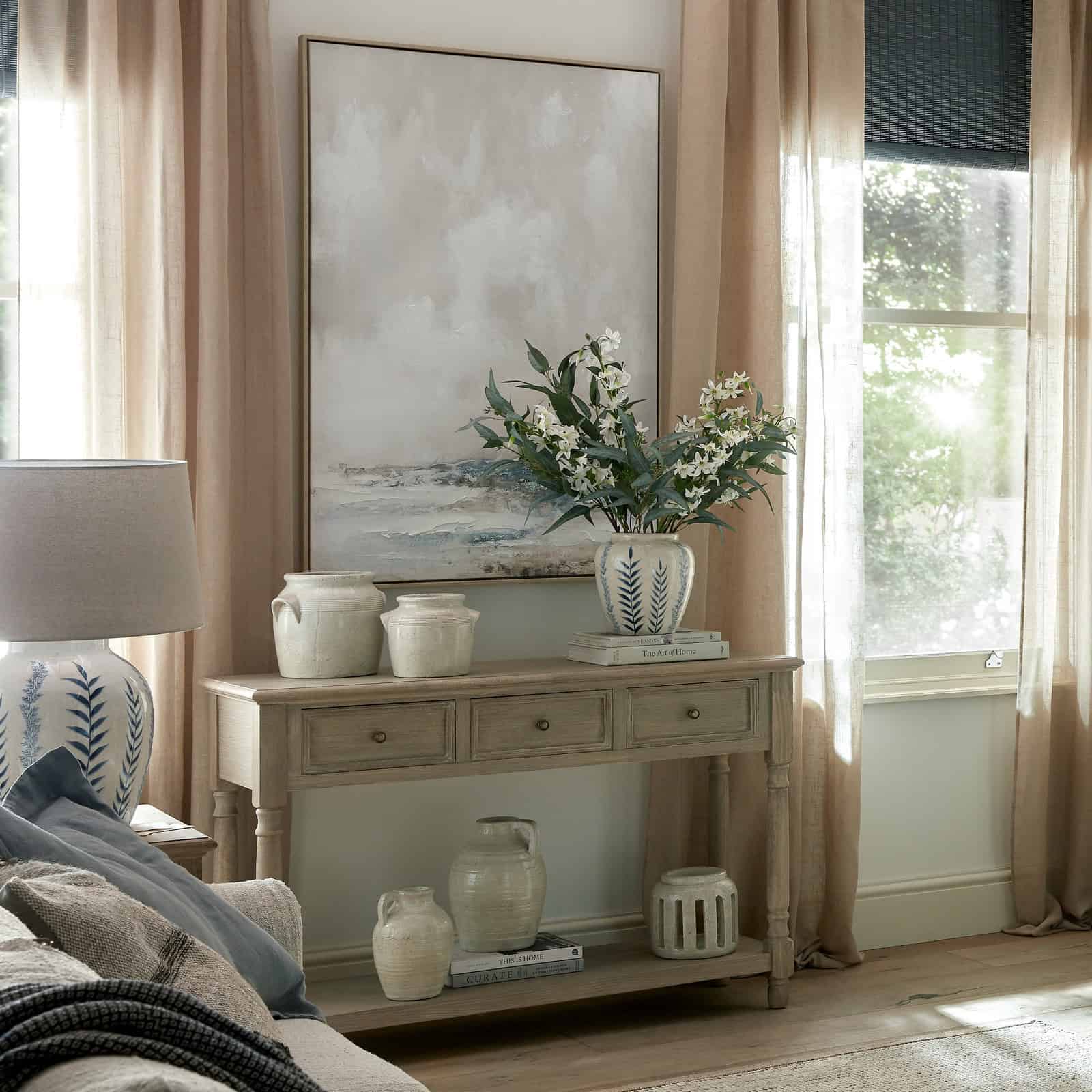 Delphine Collection 3 Drawer Console With Shelf – Colour: Brown