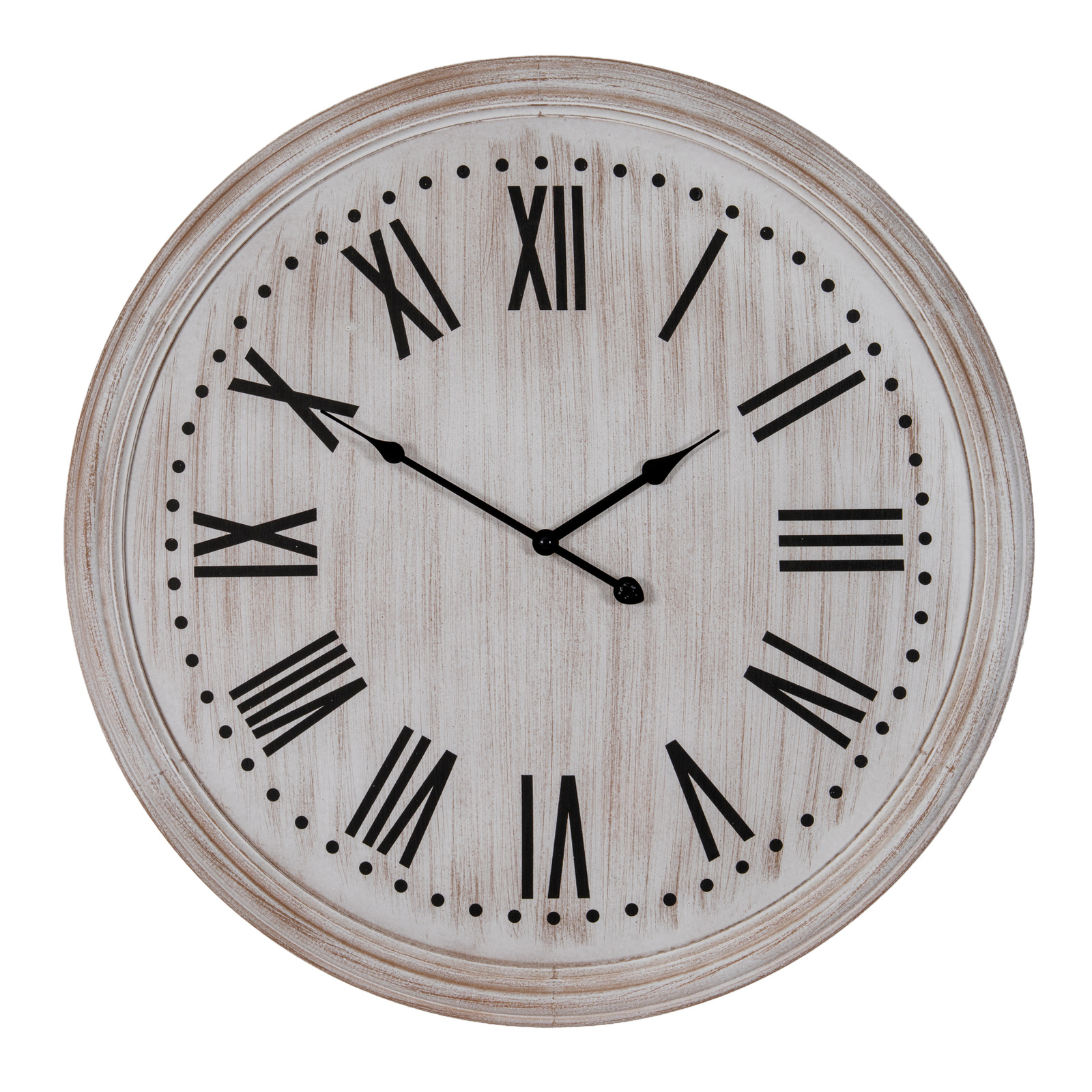 White Wash Clock With Black Numerals – Material: Wood