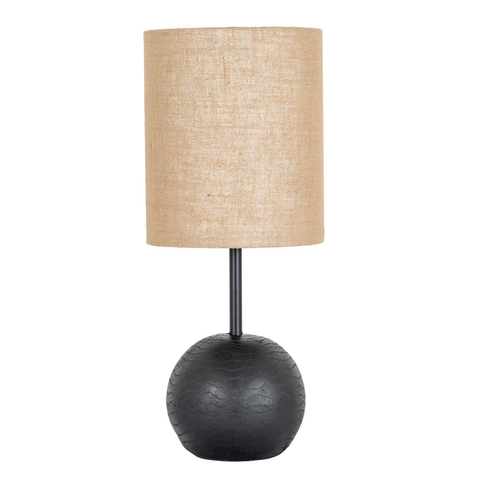 Black Cannon Table Lamp With Hessian Shade – Material: Metal