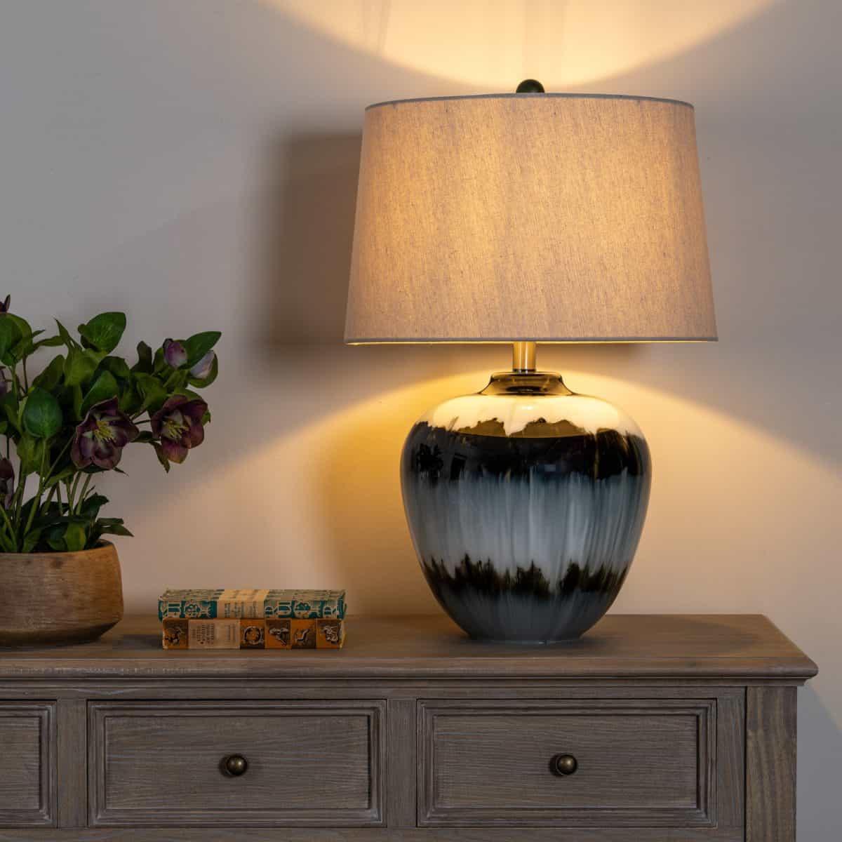 Midnight Shadows Table Lamp With Linen Shade