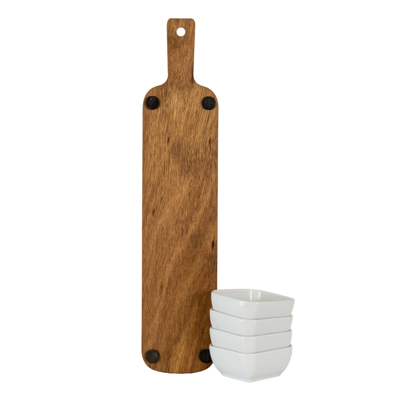 Acacia Serving Board including Four Ceramic Serving Bowls – Additional view 2