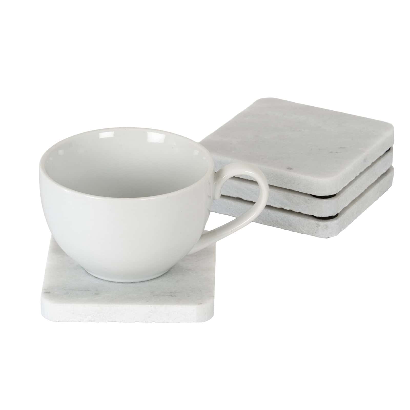 Set of Four Square Marble Coasters – Colour: White