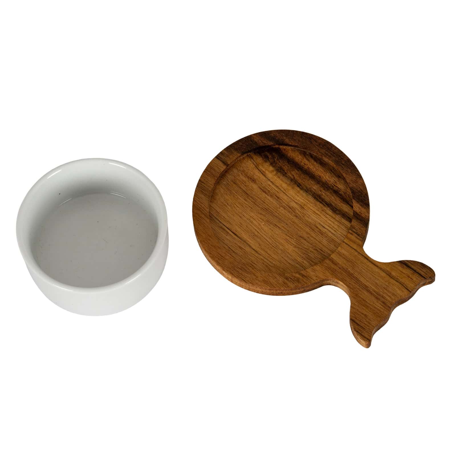 Set Of 4 Acacia Fishtail Serving Trays with Ceramic Bowls – Additional view 2