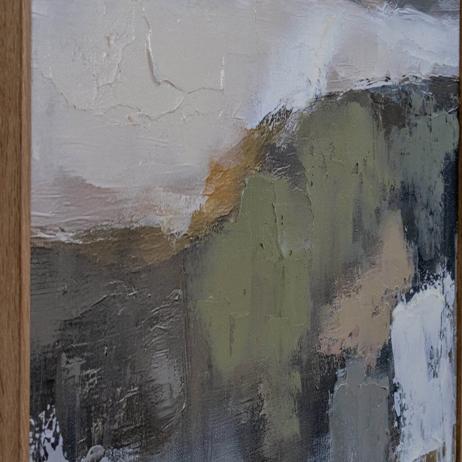 Hillside View Hand Painted Canvas in Frame – Material: Wood