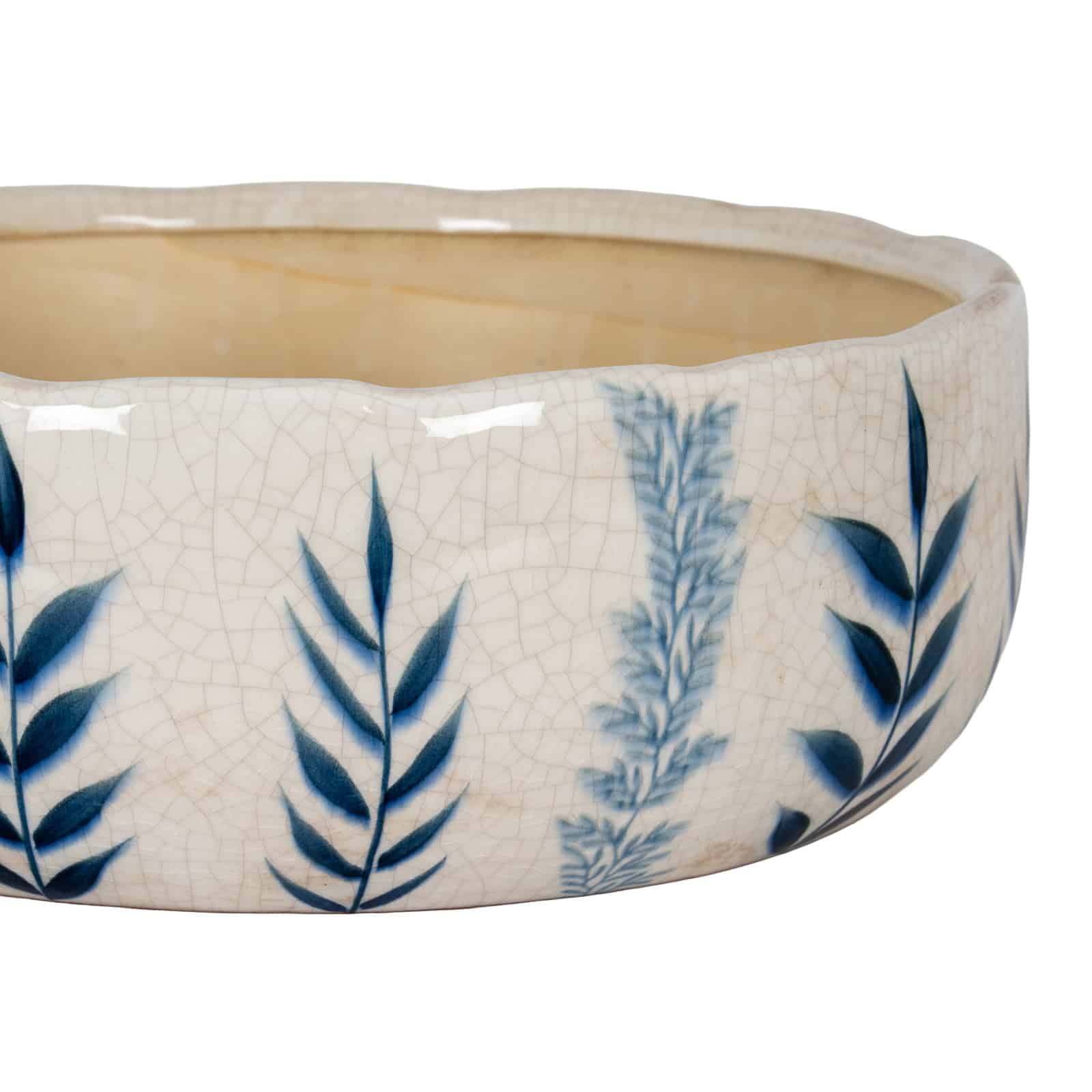 Large Blue Flora Bowl Pot – Colour: White