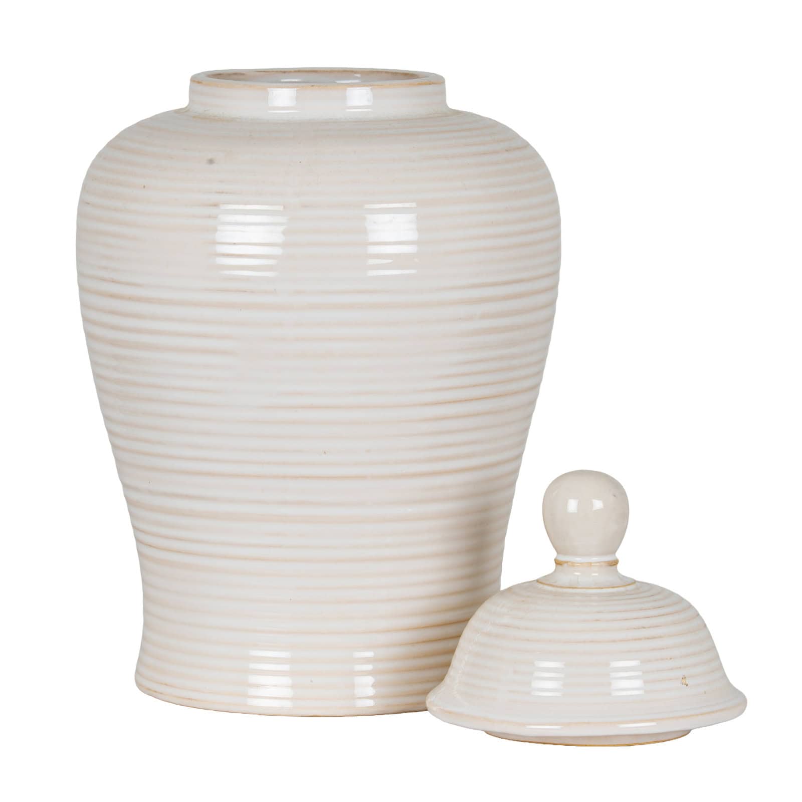 Neva Lidded Ceramic Ginger Jar – Colour: White