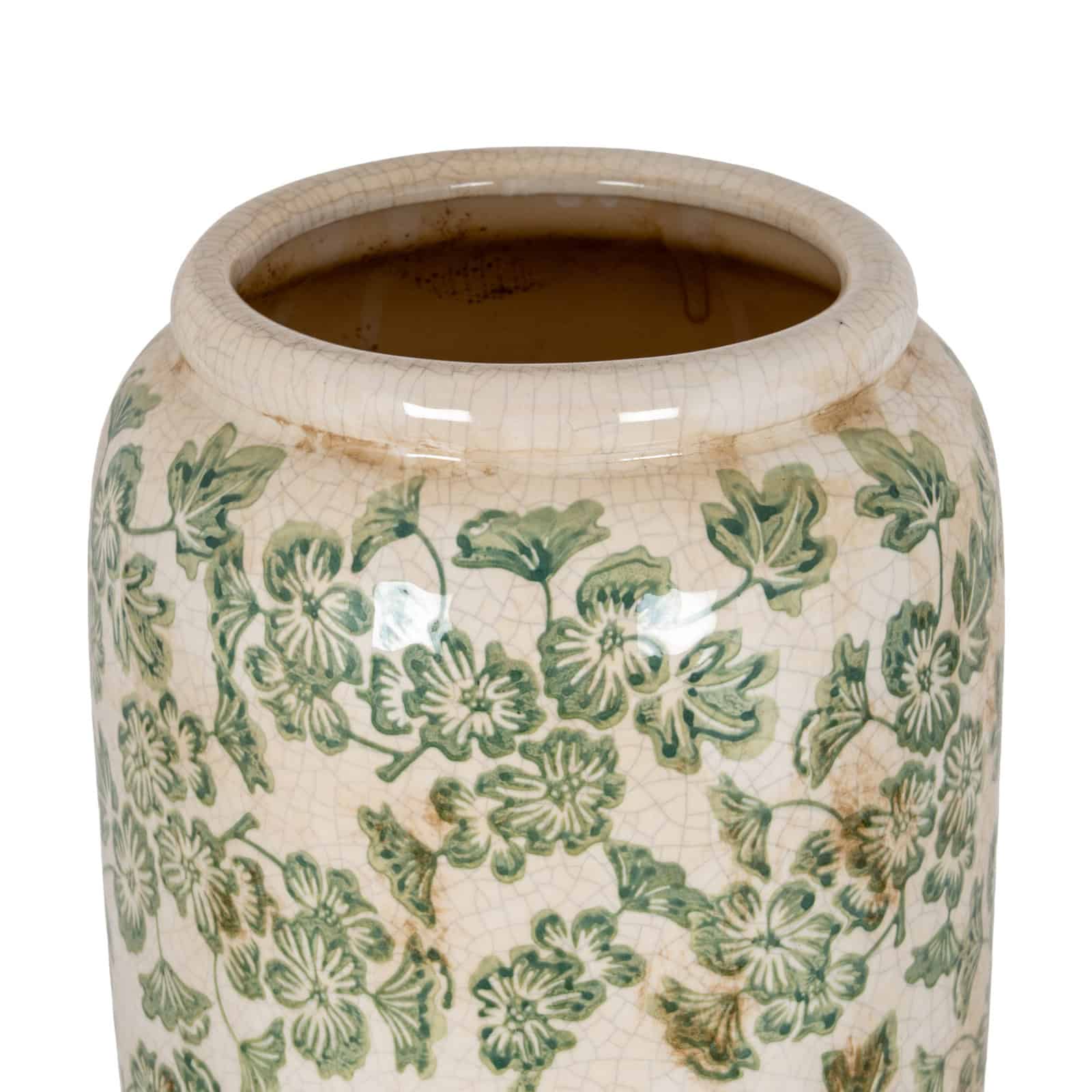 Large Green Clover Tall Olpe Vase – Material: Ceramic