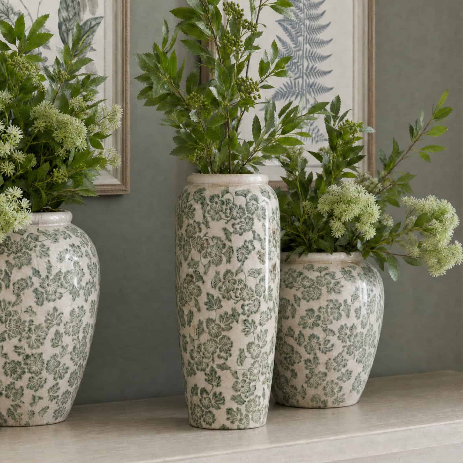 Large Green Clover Tall Olpe Vase
