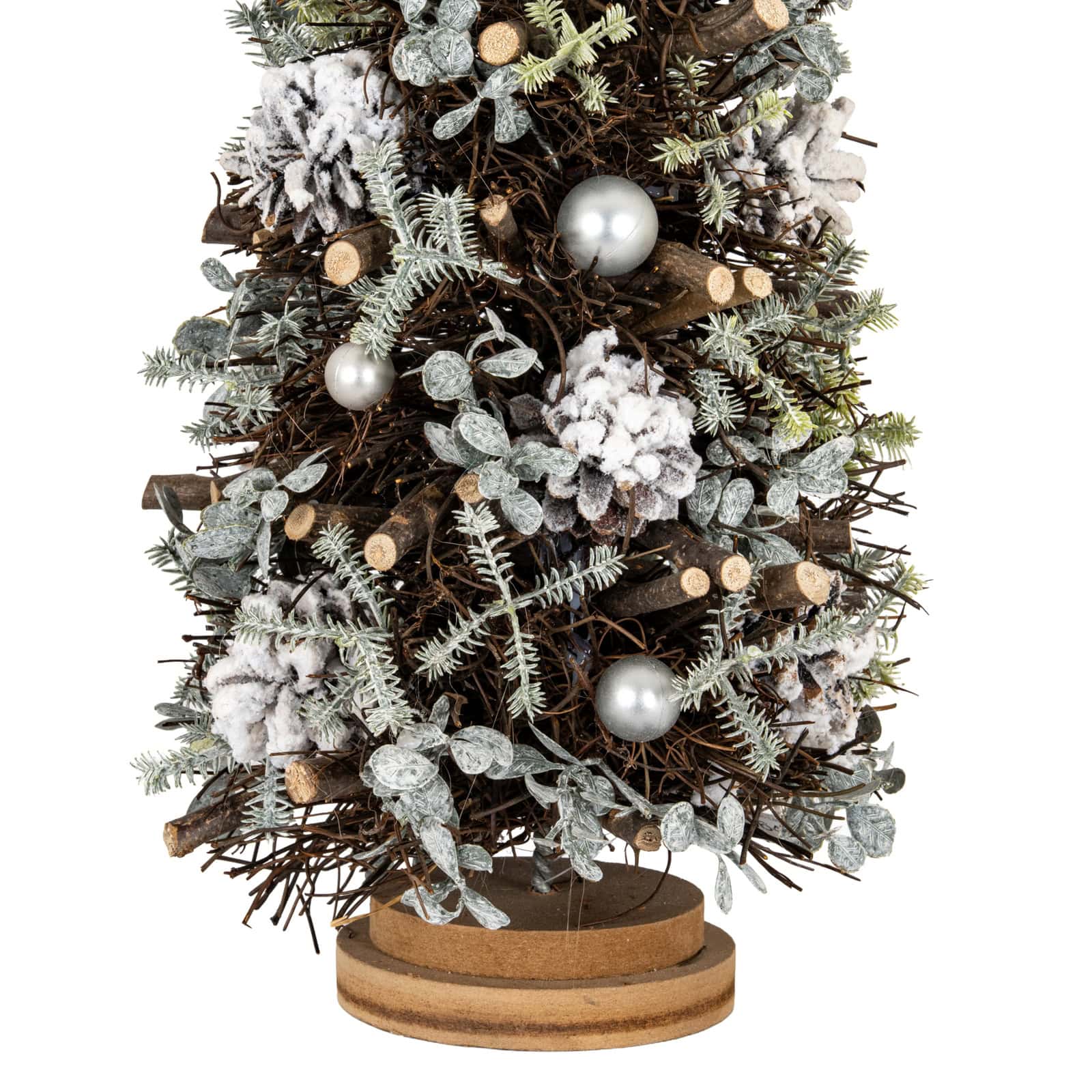 Large Frosted Forest Tree With Pinecones And Pearls – Colour: Brown