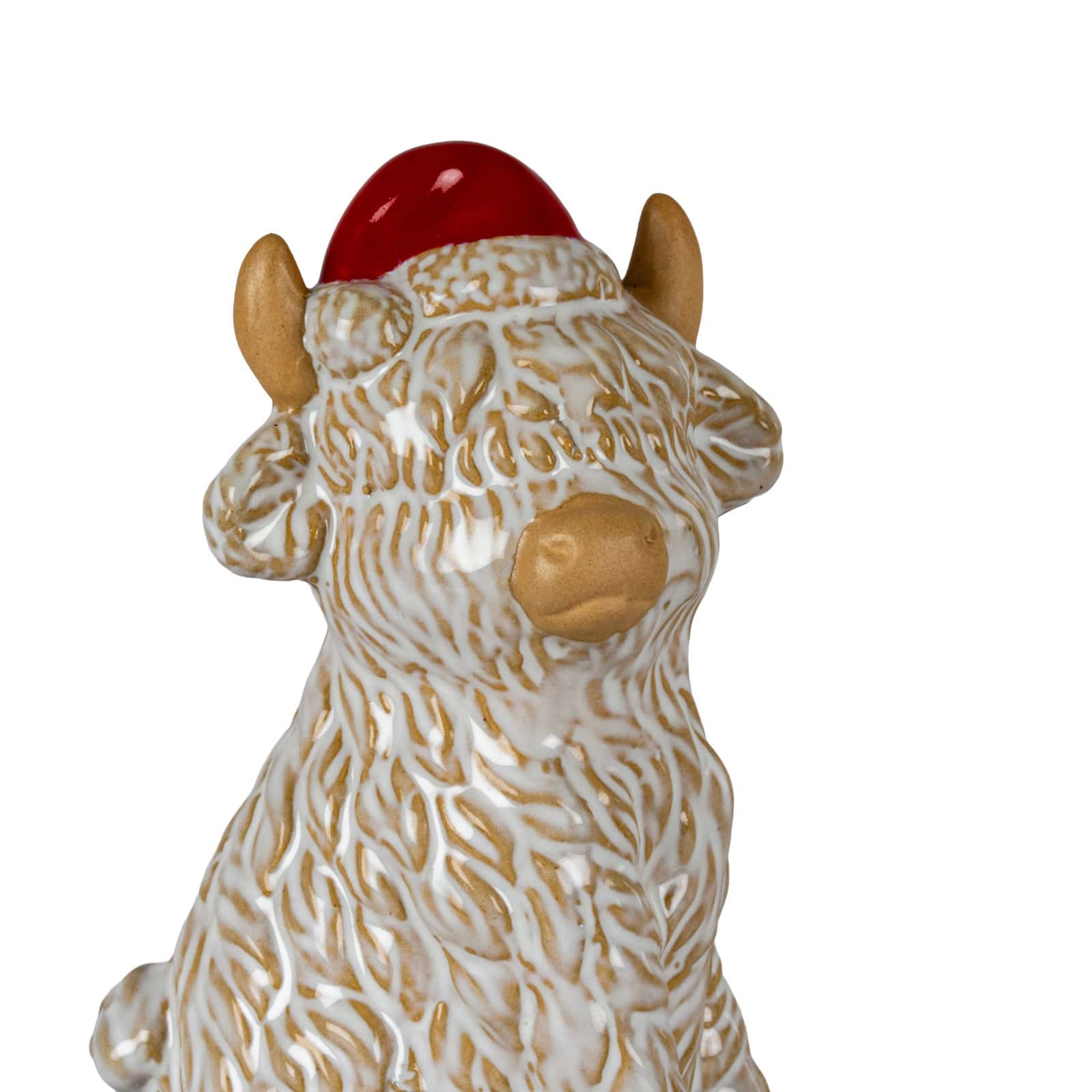 Merry Moo Ceramic Cow Ornament Gazing Right – Colour: White