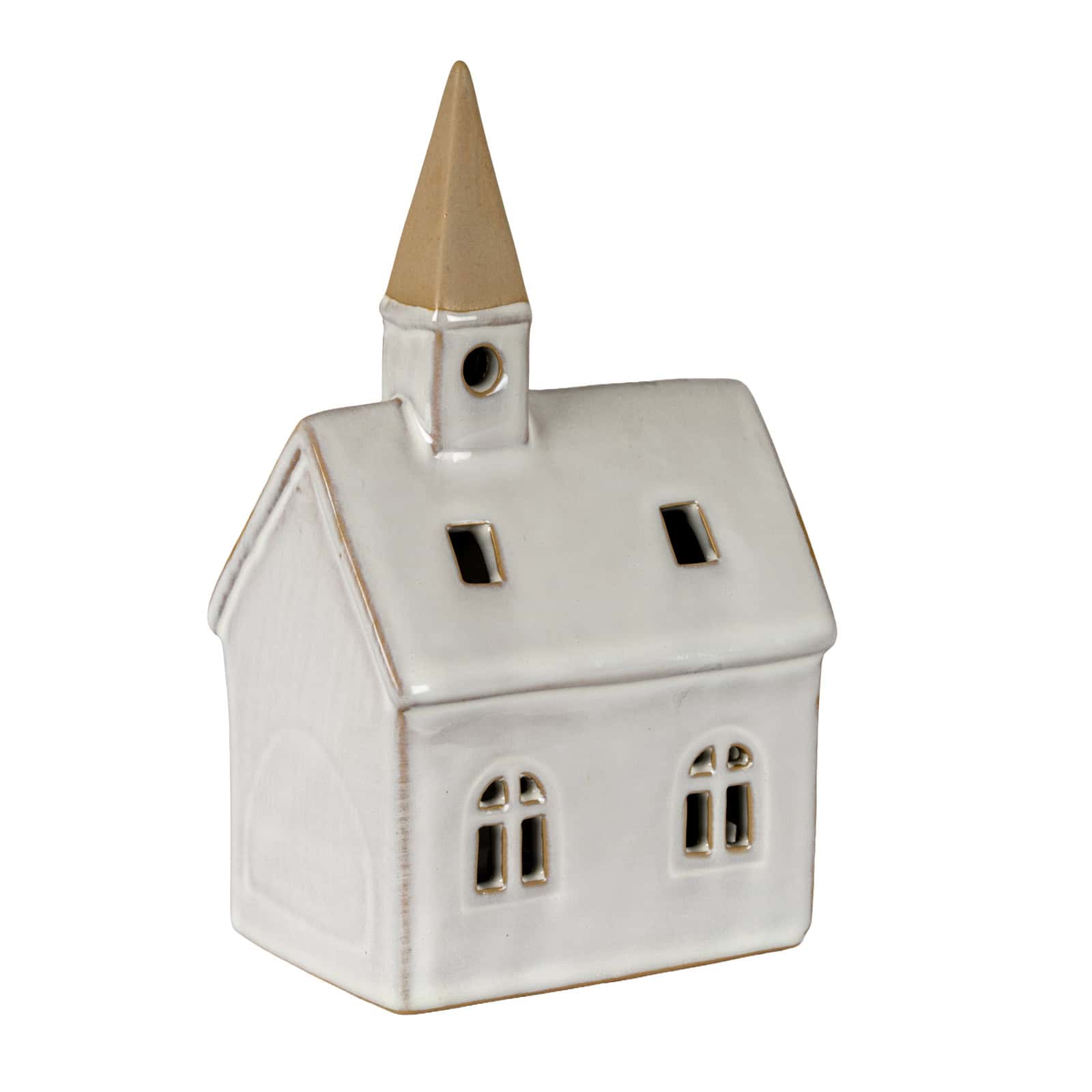 Alora Ceramic Church With LED Light – Colour: White