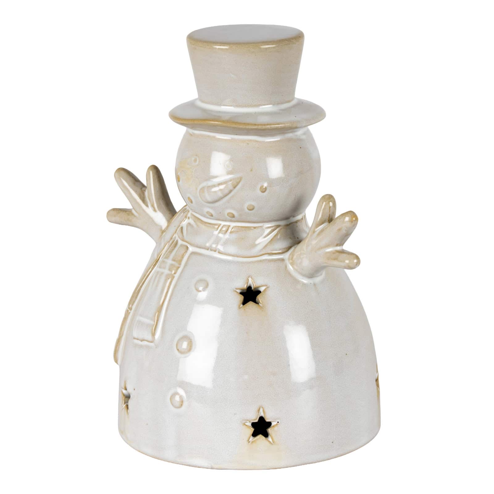 Alora Ceramic Medium Snowman With LED Light - Image 2