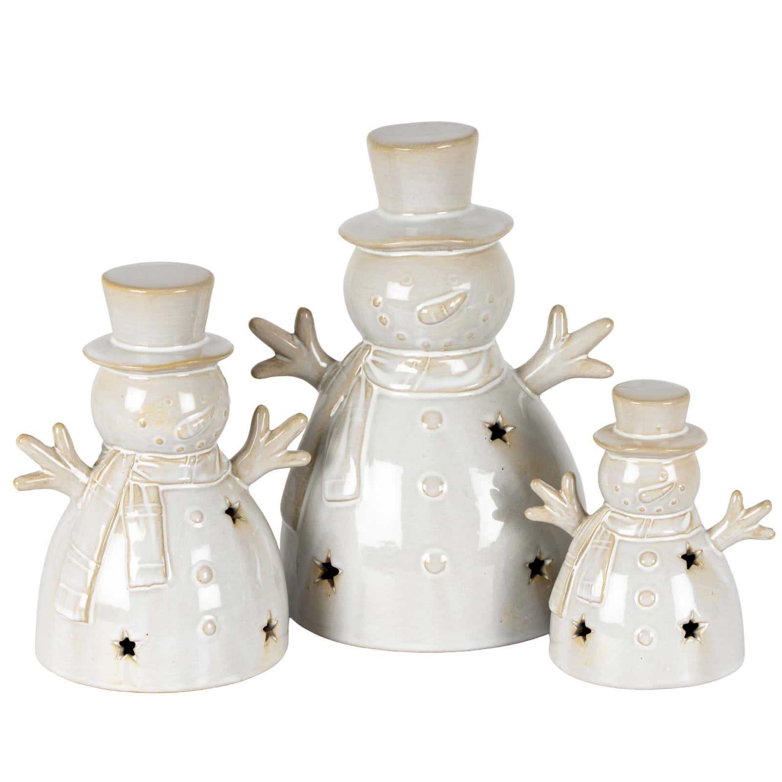 Alora Ceramic Medium Snowman With LED Light - Image 4