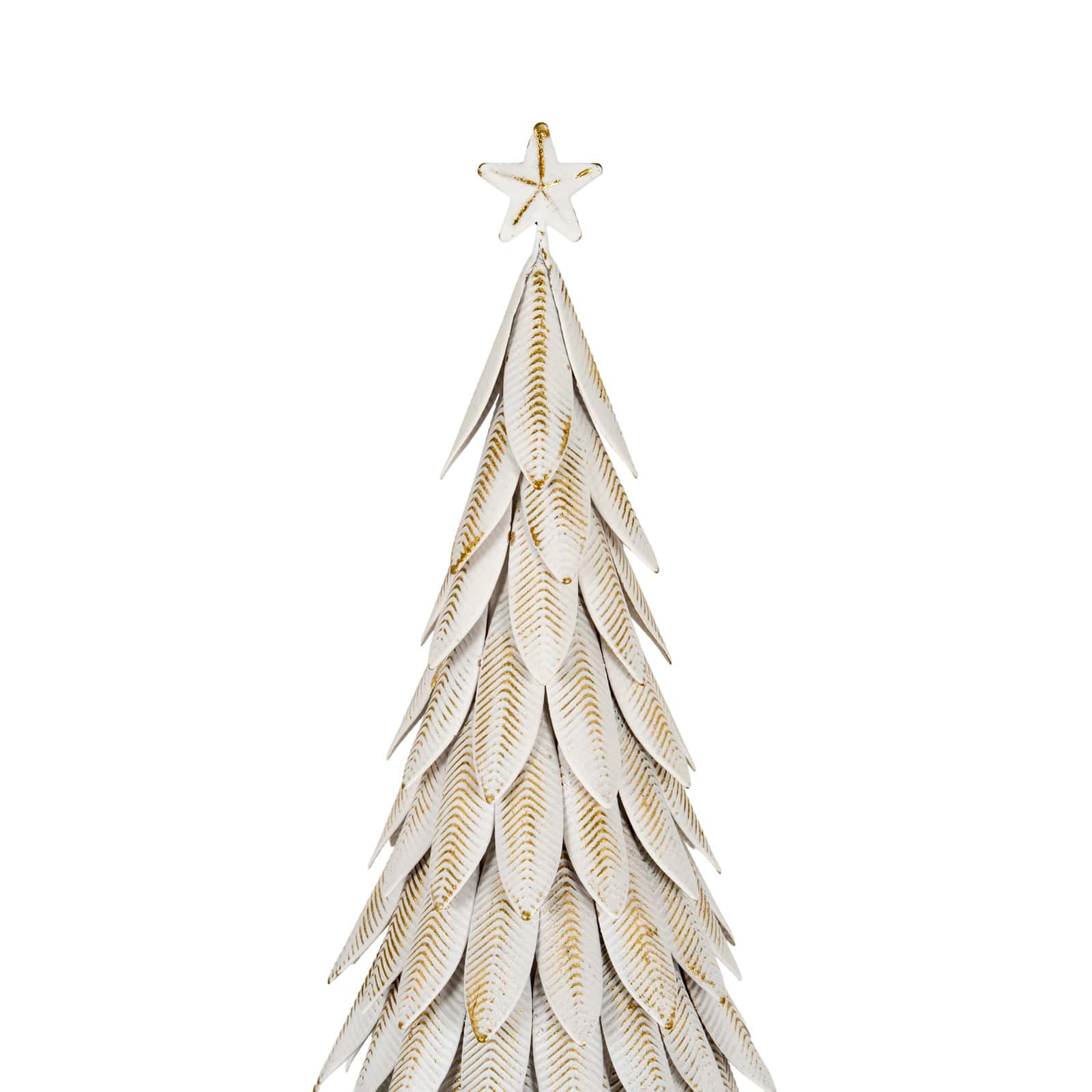 Large White Metal Christmas Tree on Wooden Stand – Colour: Brown