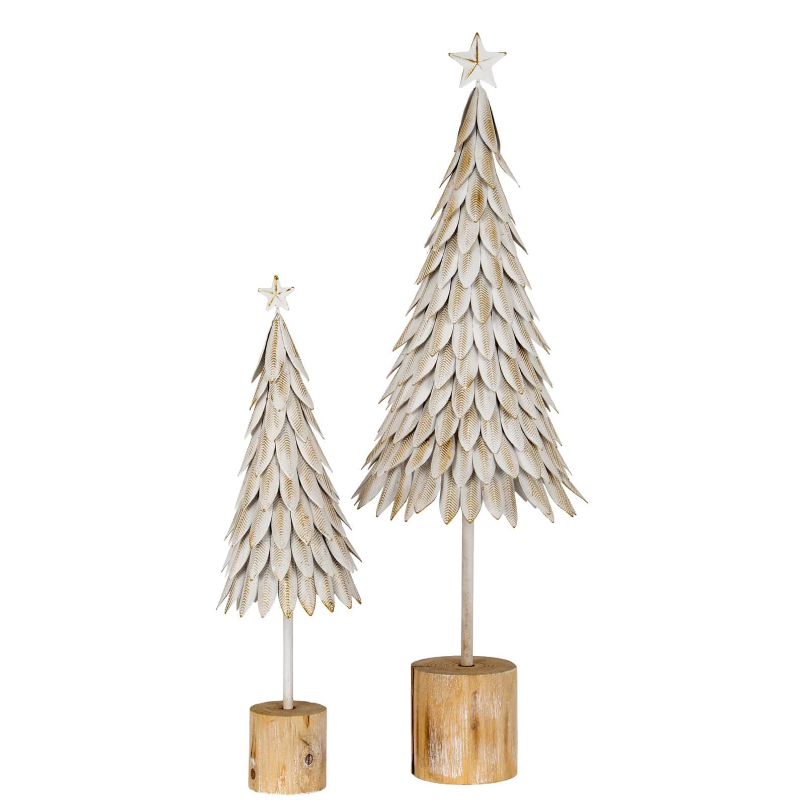 Large White Metal Christmas Tree on Wooden Stand – Christmas Decorations