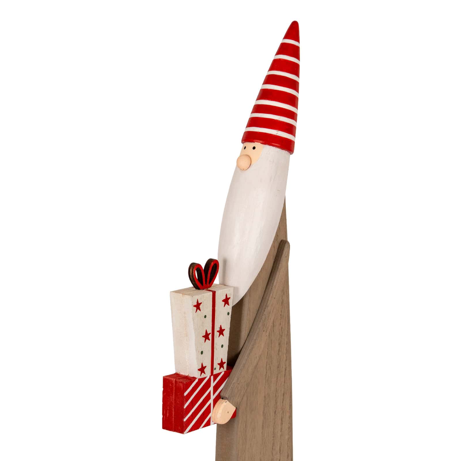 Wooden Festive Elf with Presents – Colour: Brown