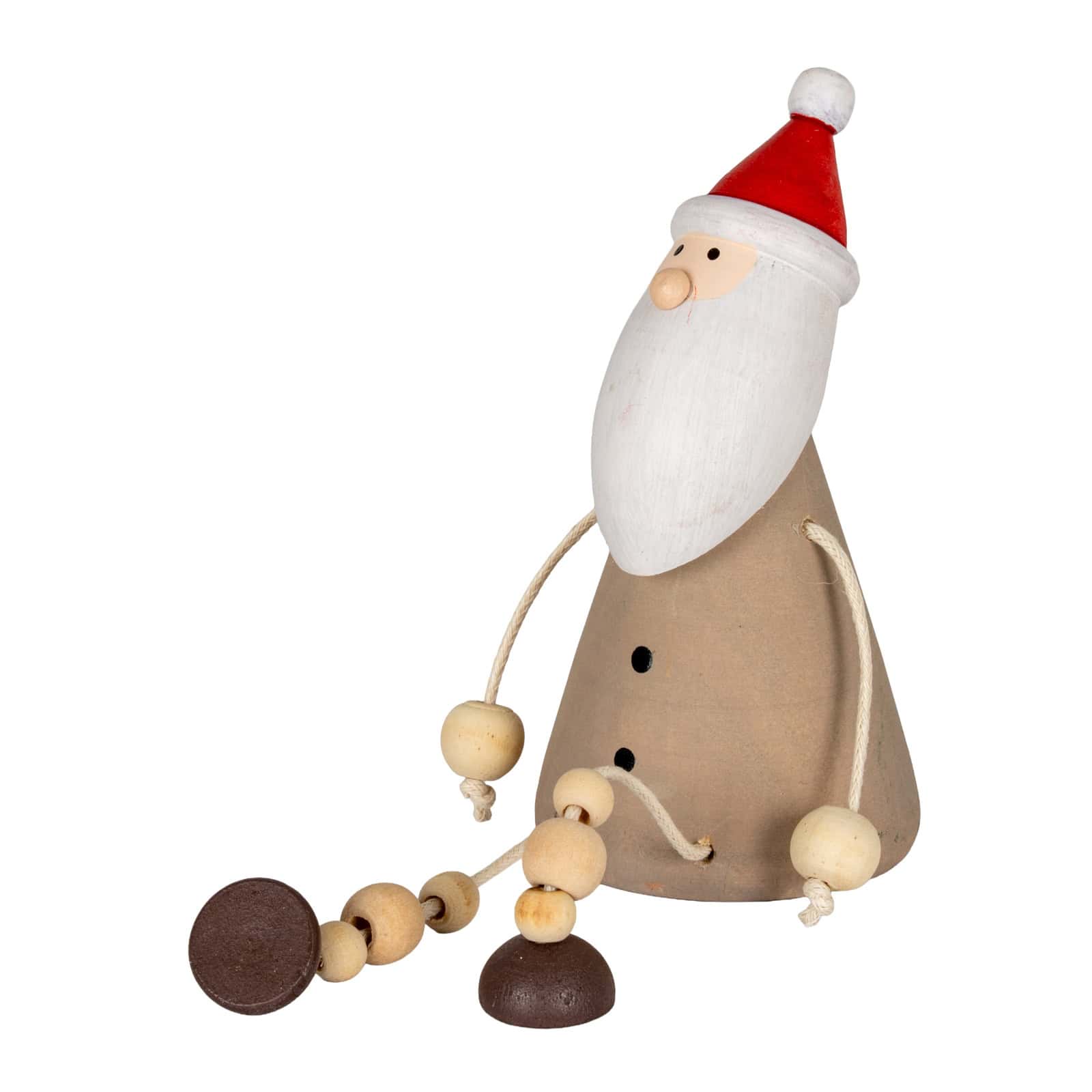 Wooden Jolly Sitting Santa Decoration – Colour: Brown