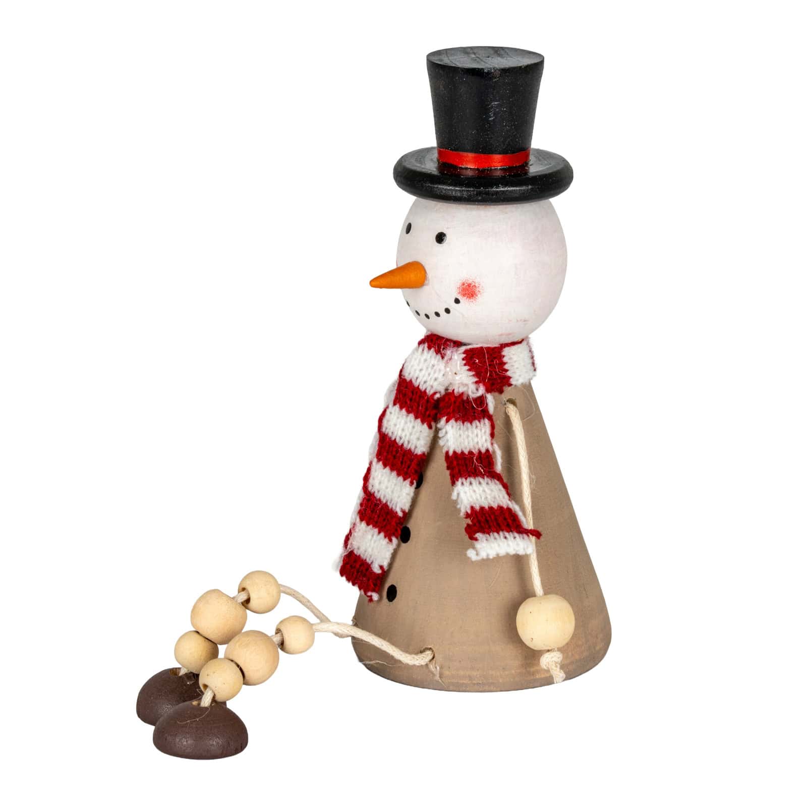 Wooden Jolly Sitting Snowman Decoration – Colour: Brown