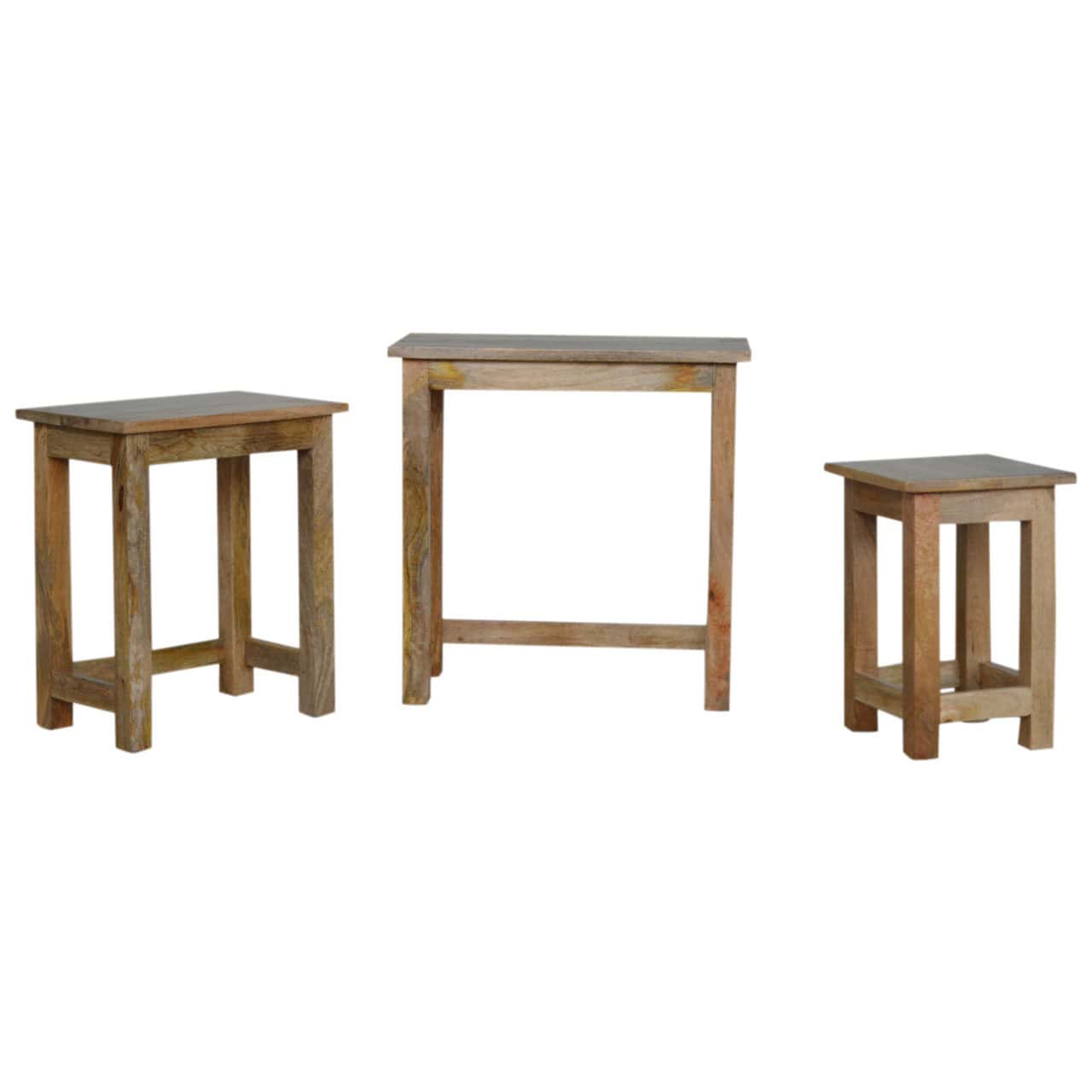 Country Solid Wood Stool Set of 3 – Side Tables