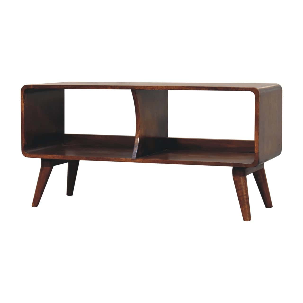 Curved Chestnut Double Slot Media Unit – TV Entertainment Units