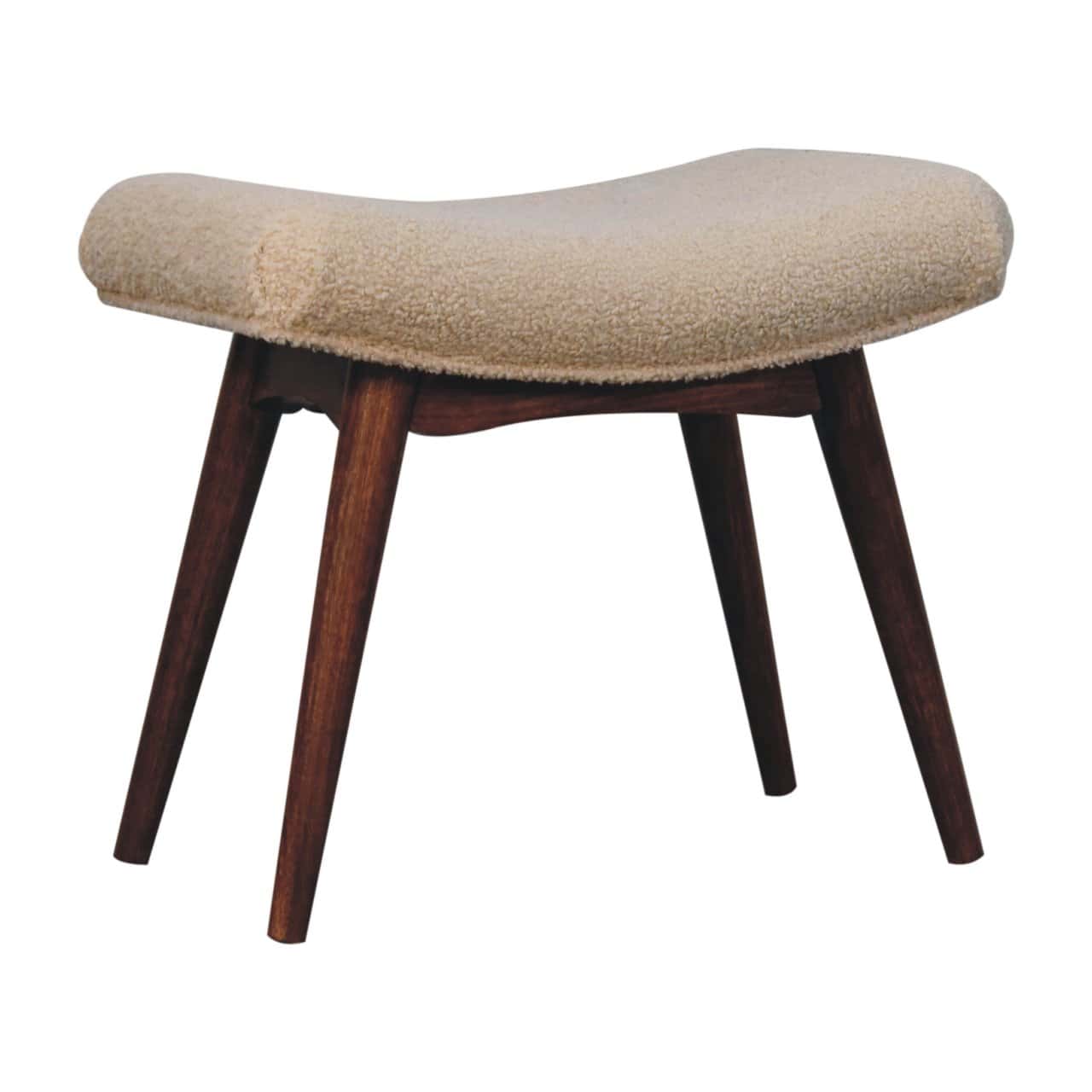 Honey Caramel Boucle Cream Curved Bench – Additional view