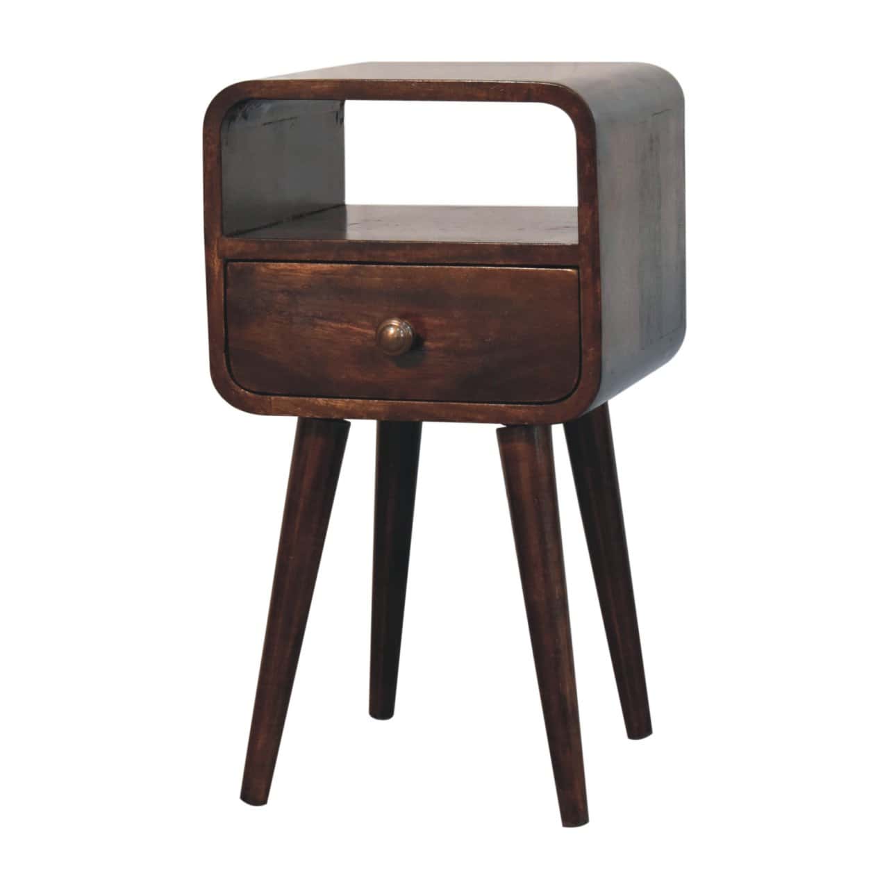 Mini California Walnut Curved Bedside with Open Slot – Additional view