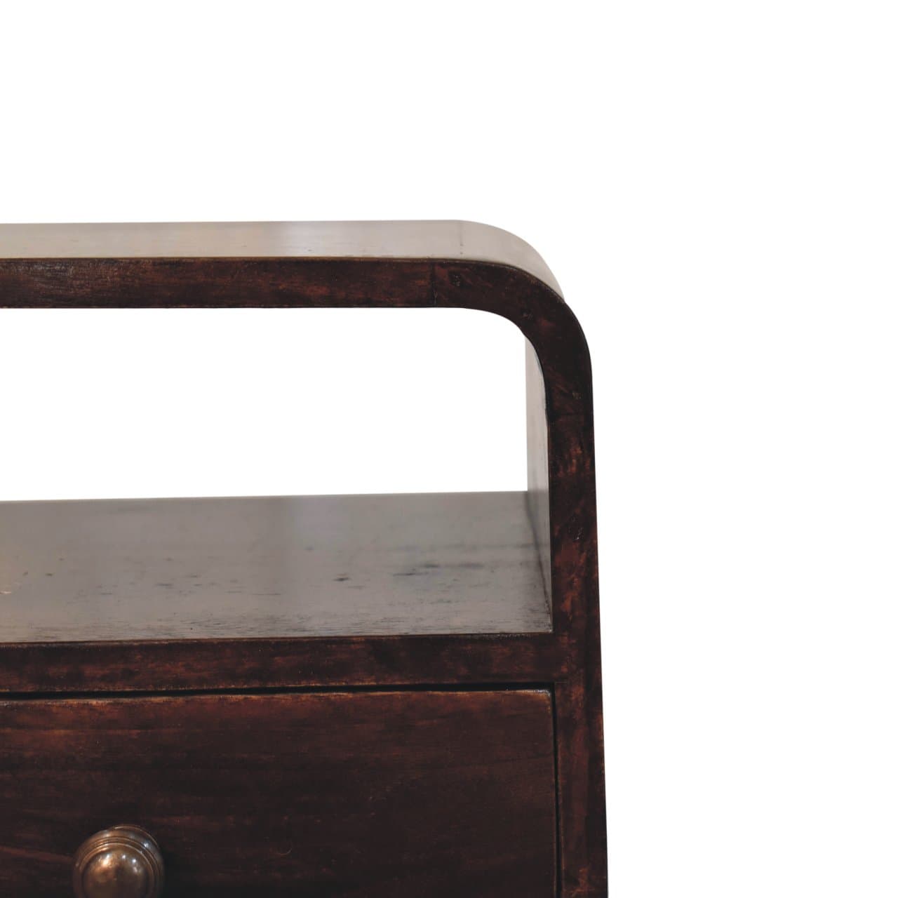 Mini California Walnut Curved Bedside with Open Slot – Additional view 2
