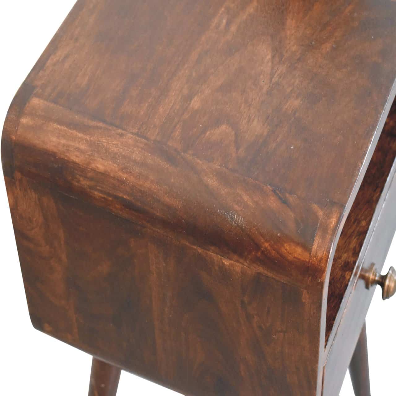 Mini California Walnut Curved Bedside with Open Slot – Additional view 3