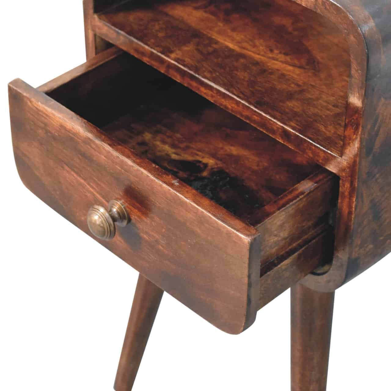 Mini California Walnut Curved Bedside with Open Slot – Additional view 4