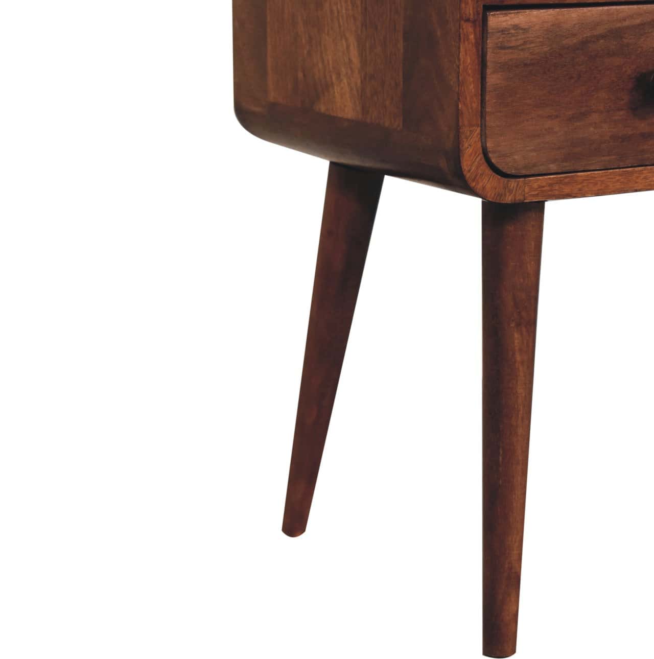 Mini Honey Caramel Curved Bedside with Open Slot – Additional view 4