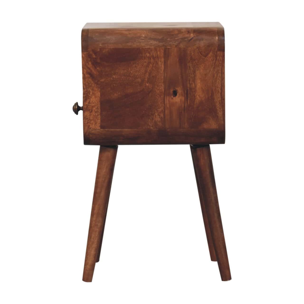 Mini Honey Caramel Curved Bedside with Open Slot – Additional view 5