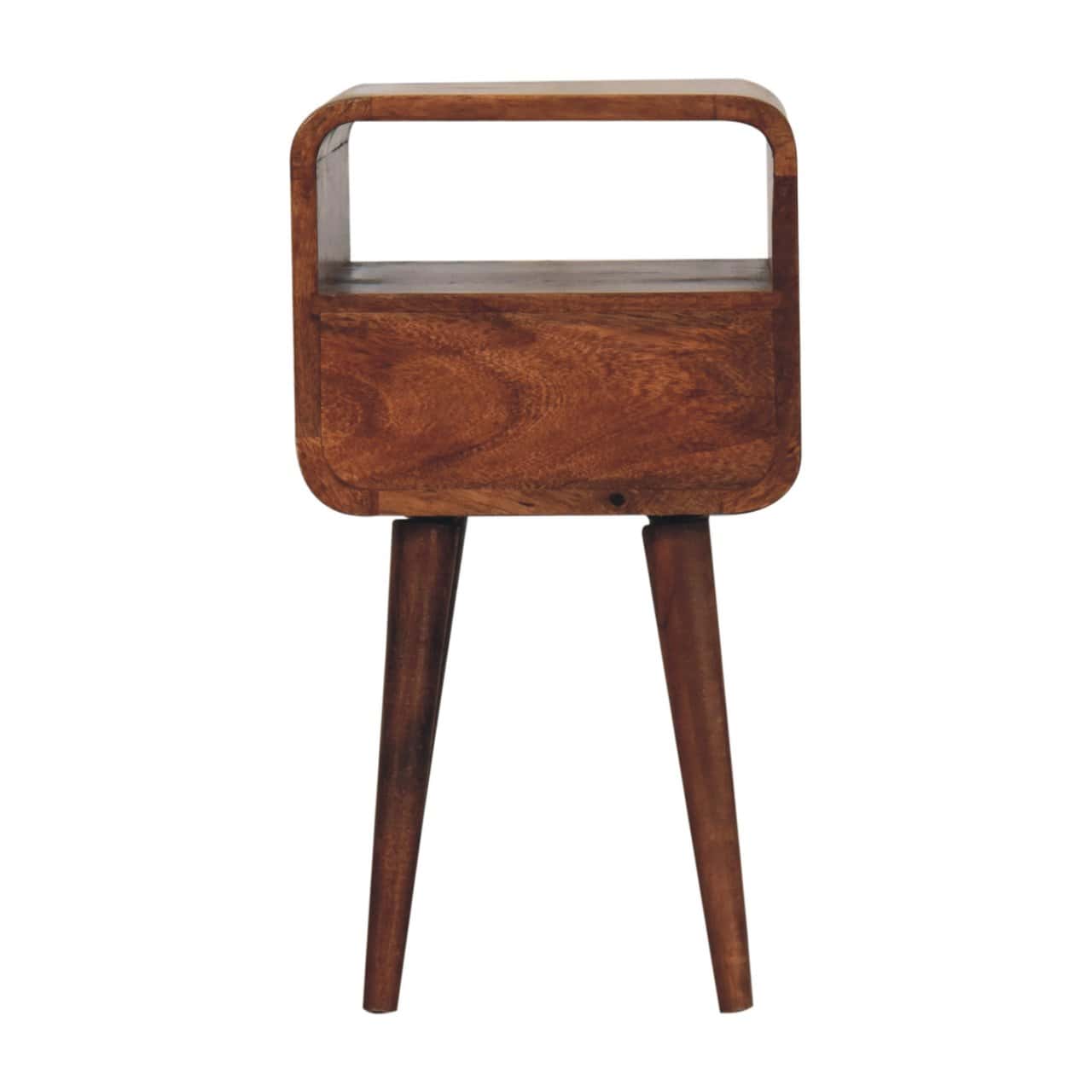 Mini Honey Caramel Curved Bedside with Open Slot – Additional view 6
