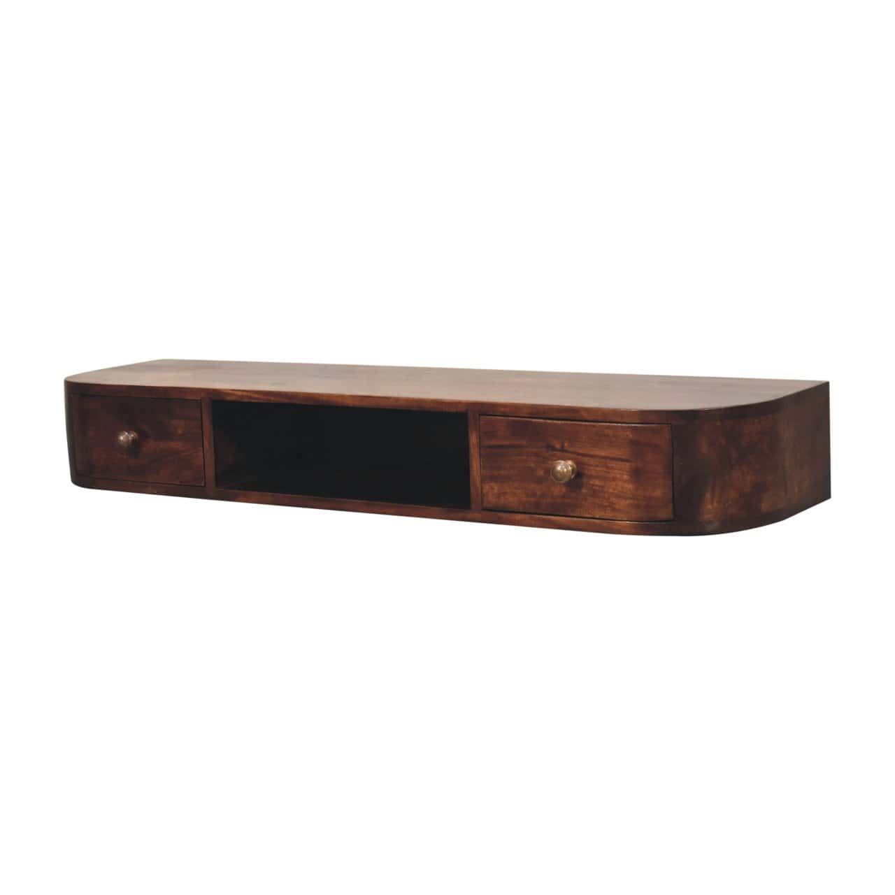 Lunar 2 Drawer Wall Mounted Chestnut Console – Wall Mounted Consoles