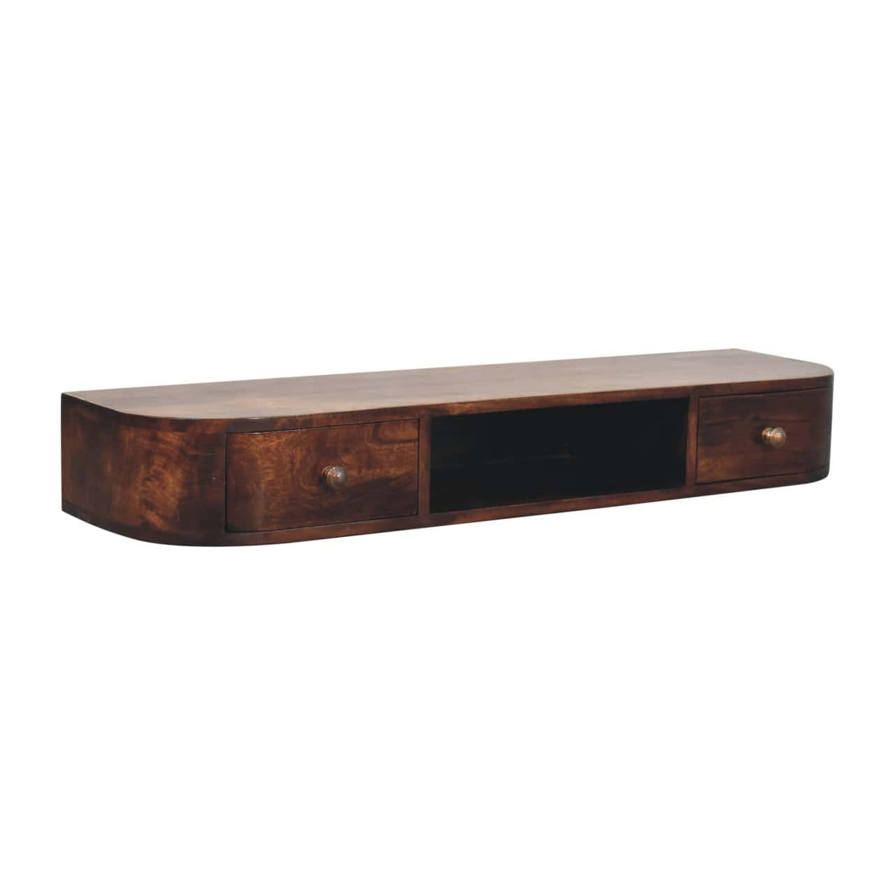 Lunar 2 Drawer Wall Mounted Chestnut Console – Additional view