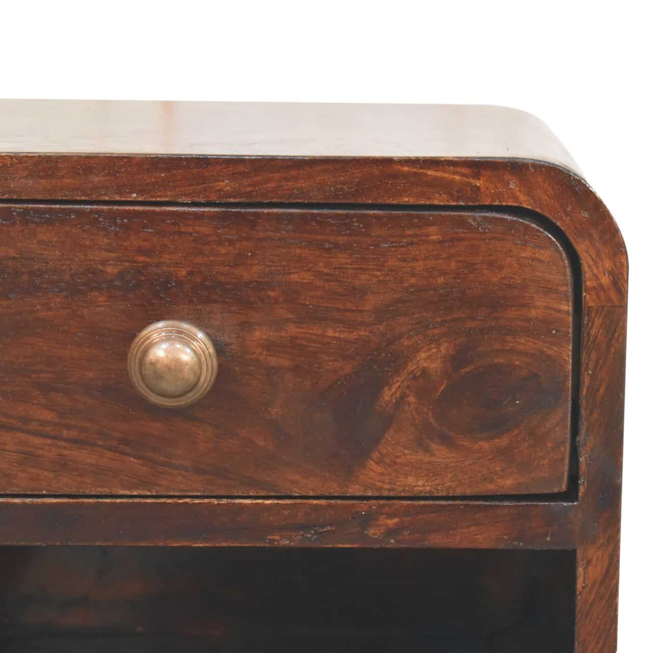 Mini Curved California Walnut Wall Mounted Bedside with Open Slot – Additional view 2