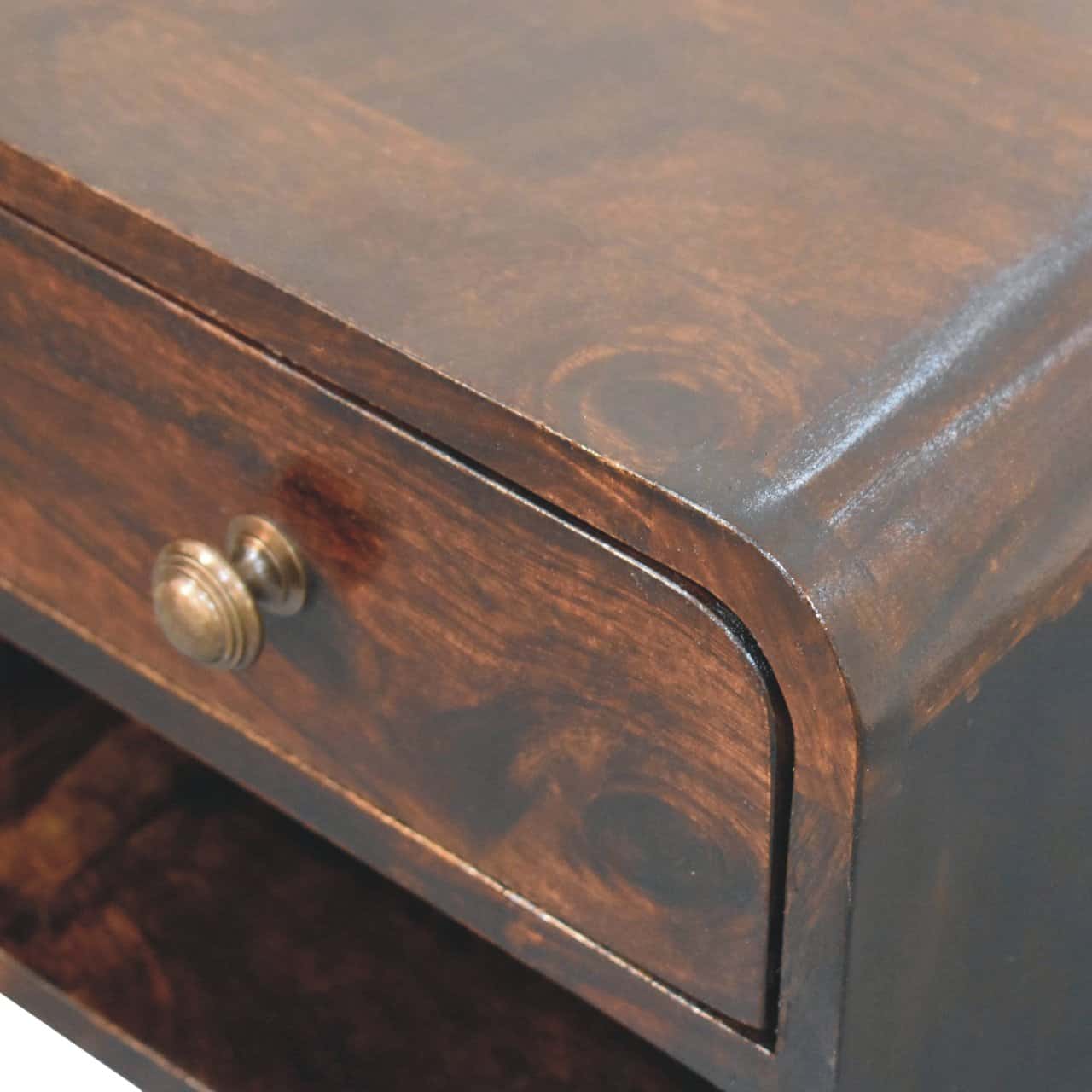 Mini Curved California Walnut Wall Mounted Bedside with Open Slot – Additional view 3
