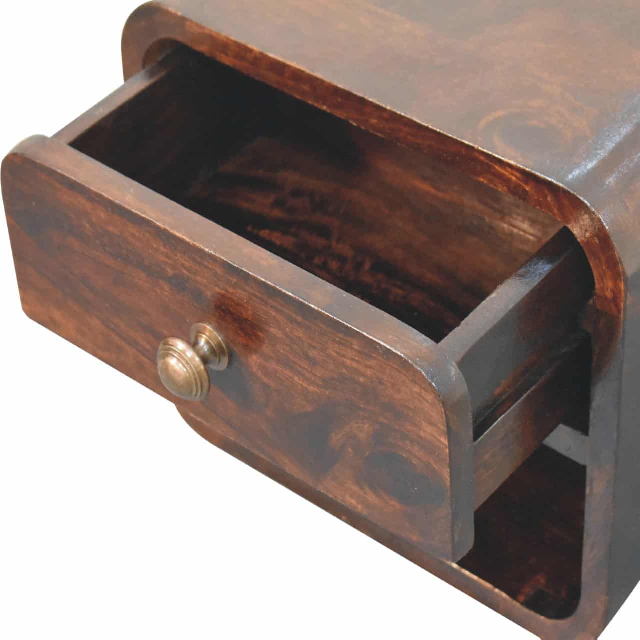 Mini Curved California Walnut Wall Mounted Bedside with Open Slot – Additional view 4