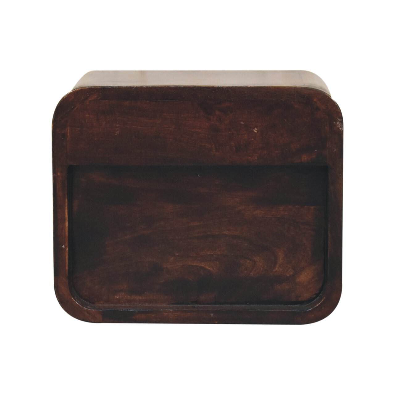 Mini Curved California Walnut Wall Mounted Bedside with Open Slot – Additional view 6