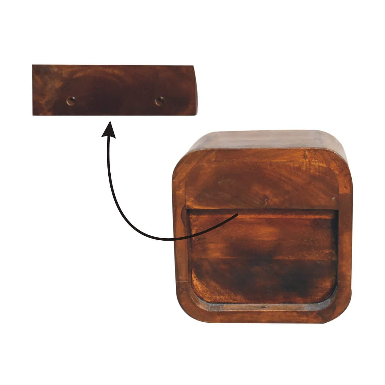 Extra Mini Curved Chestnut Bedside with Open Slot – Additional view 7