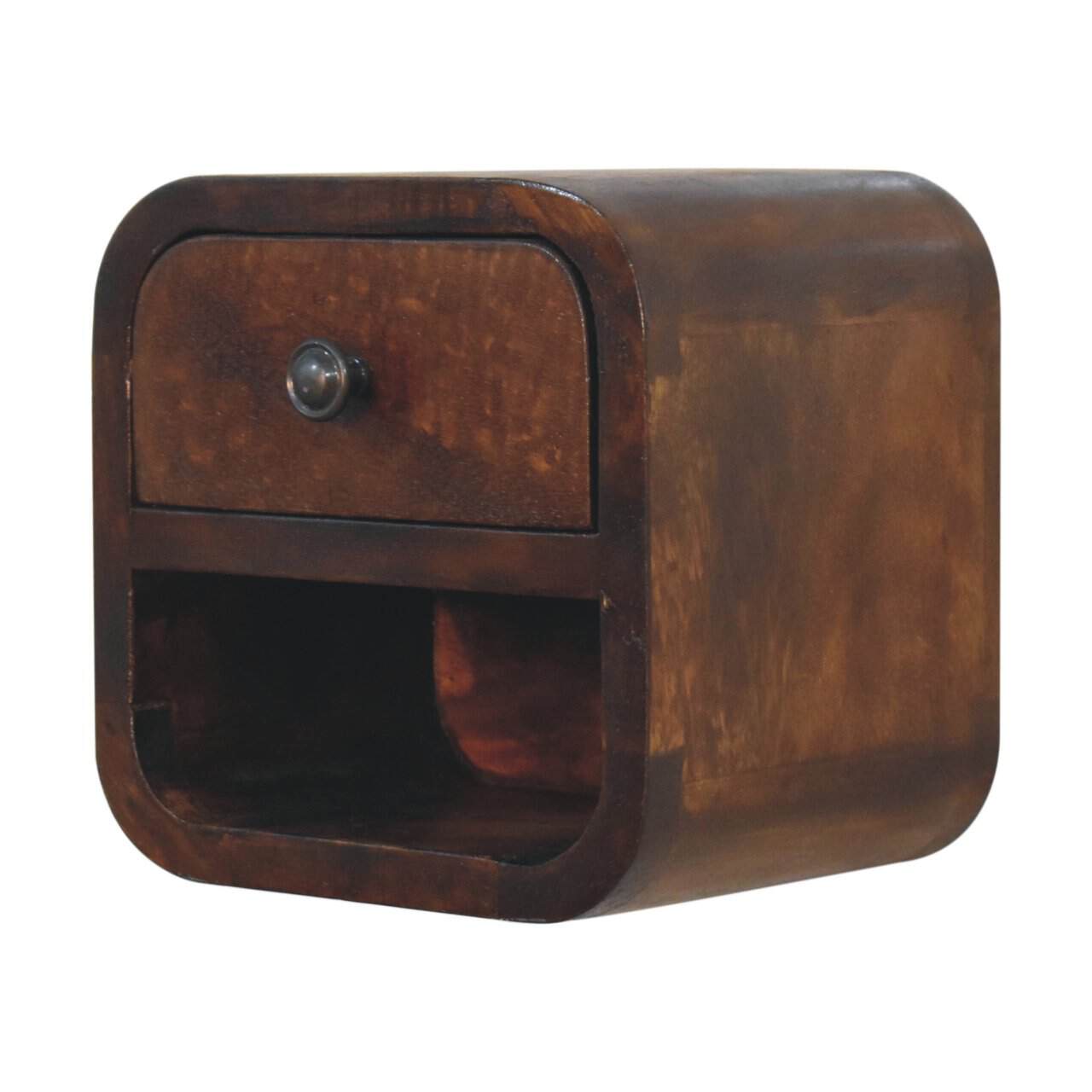 Extra Mini Curved Chestnut Bedside with Open Slot – Additional view