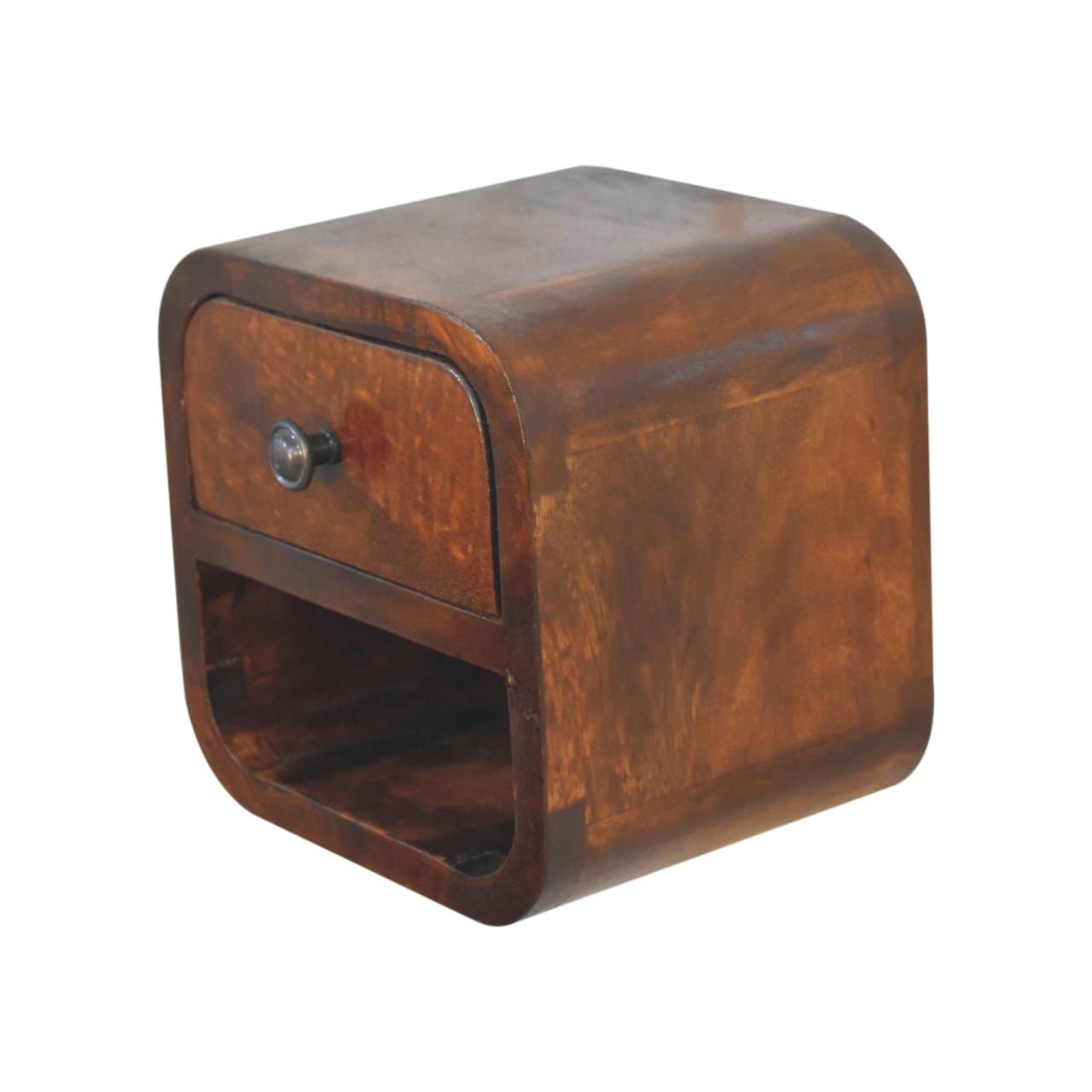 Extra Mini Curved Chestnut Bedside with Open Slot – Additional view 2
