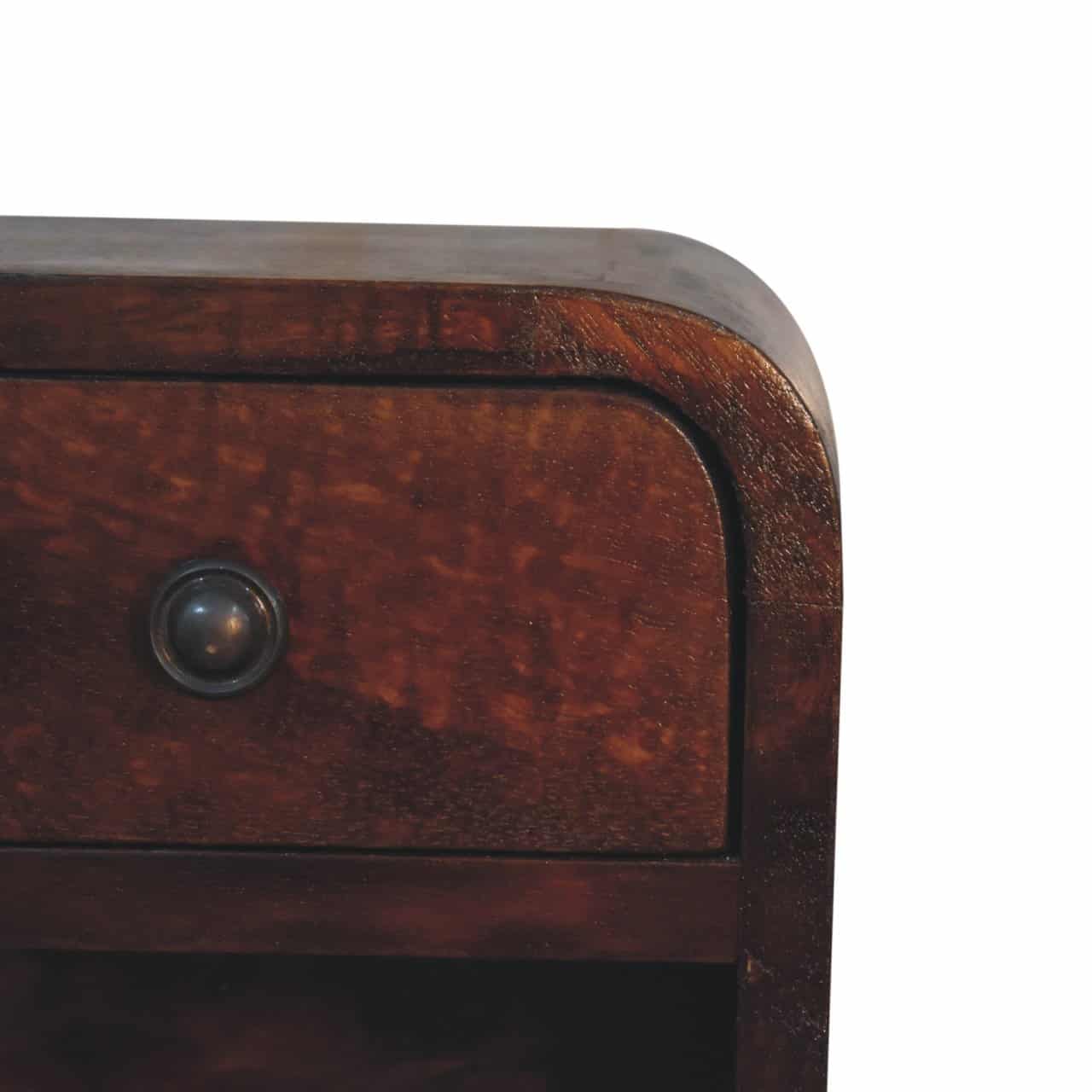 Extra Mini Curved Chestnut Bedside with Open Slot – Additional view 3